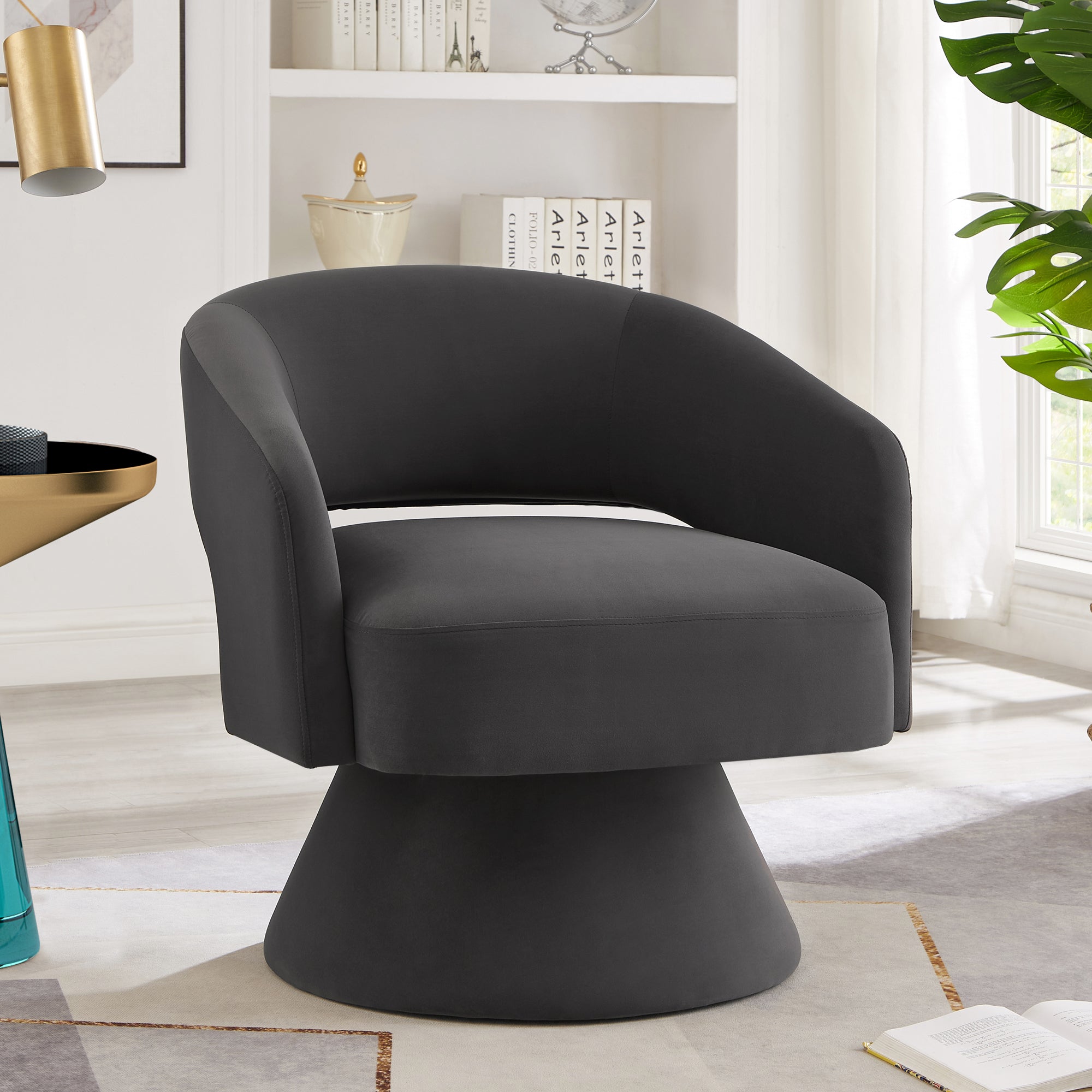 Modern Velvet Swivel Chair: 360Β° Comfort
