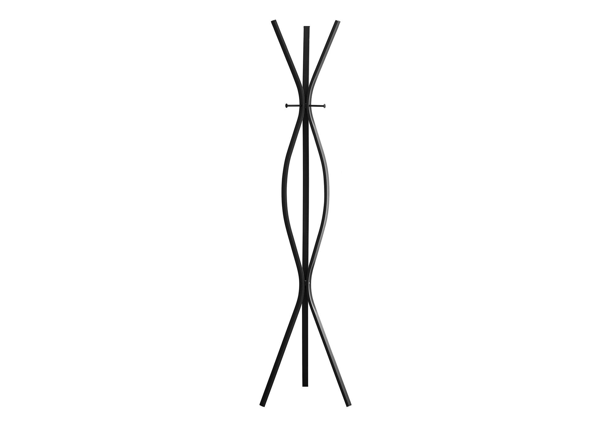 Modern Black Metal Coat Rack | Hall Tree w/ 3 Hooks (72"H)