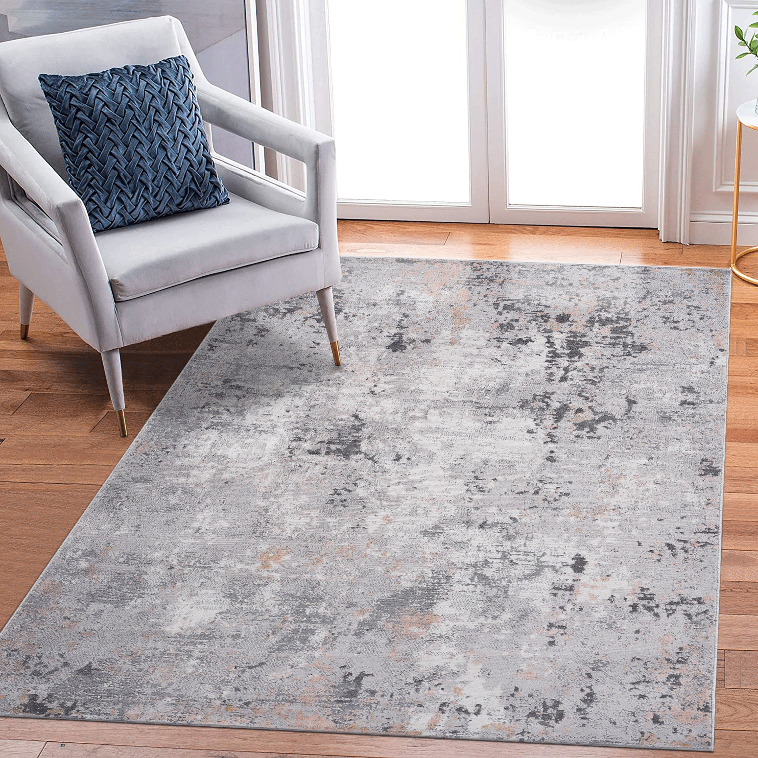 Grey Area Rug: 8x10 Stain-Resistant Rug