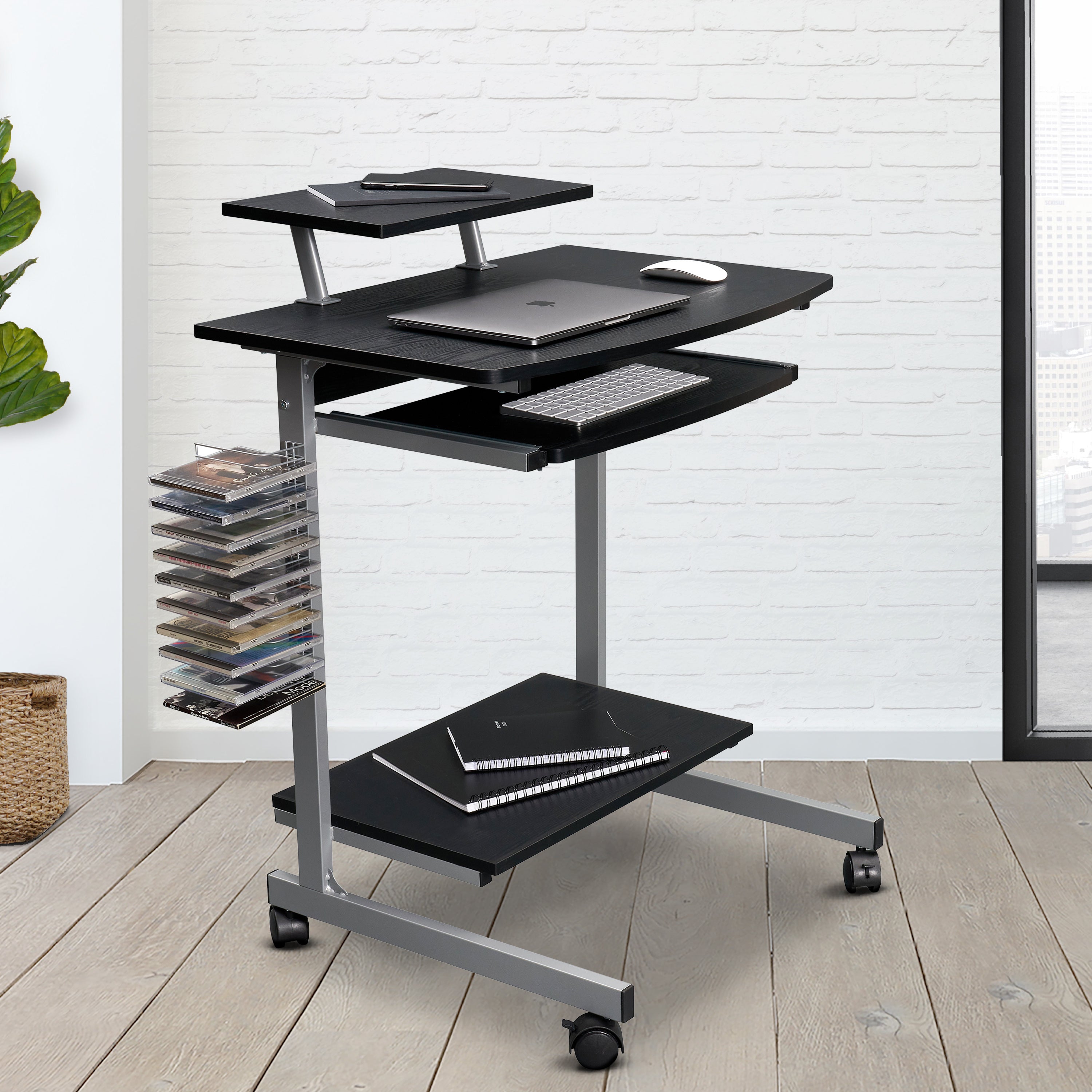 Compact Computer Cart, Espresso