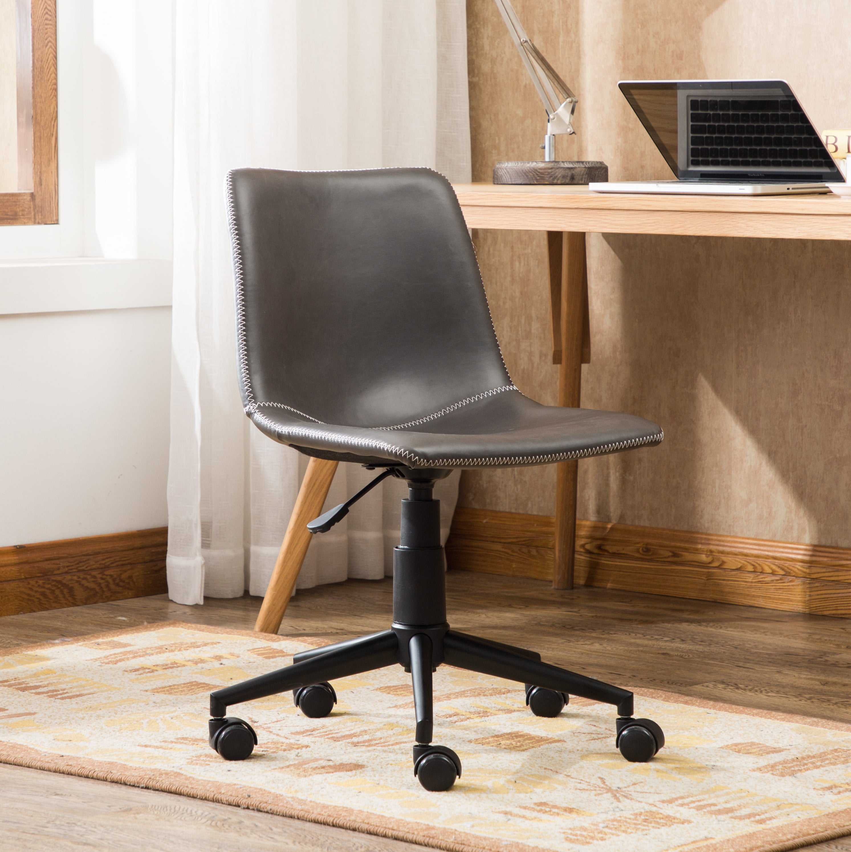 Cesena Faux Leather Swivel Office Chair, Antique Gray