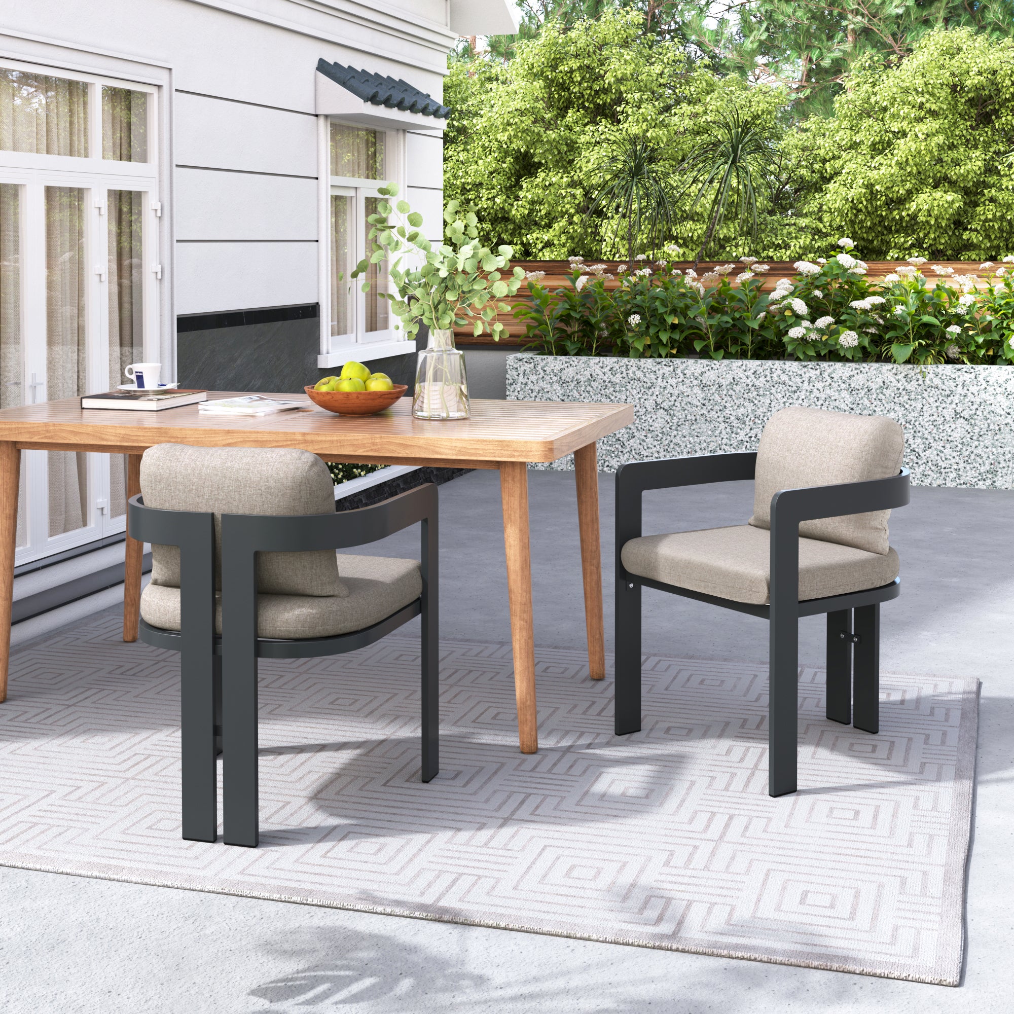 Pula Patio Aluminum Dining Chairs (Set of 2)