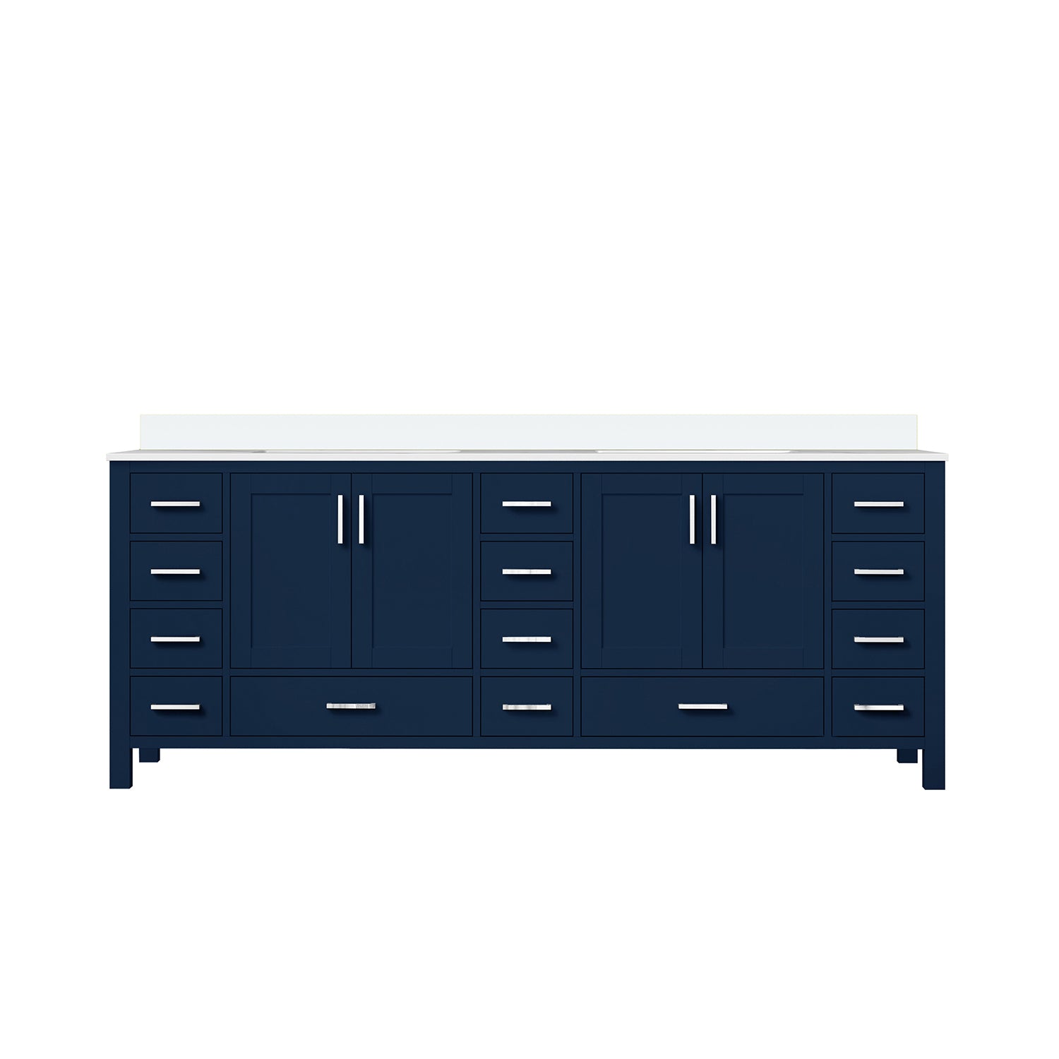 Navy Blue Double Vanity 84"x22" White Quartz Top