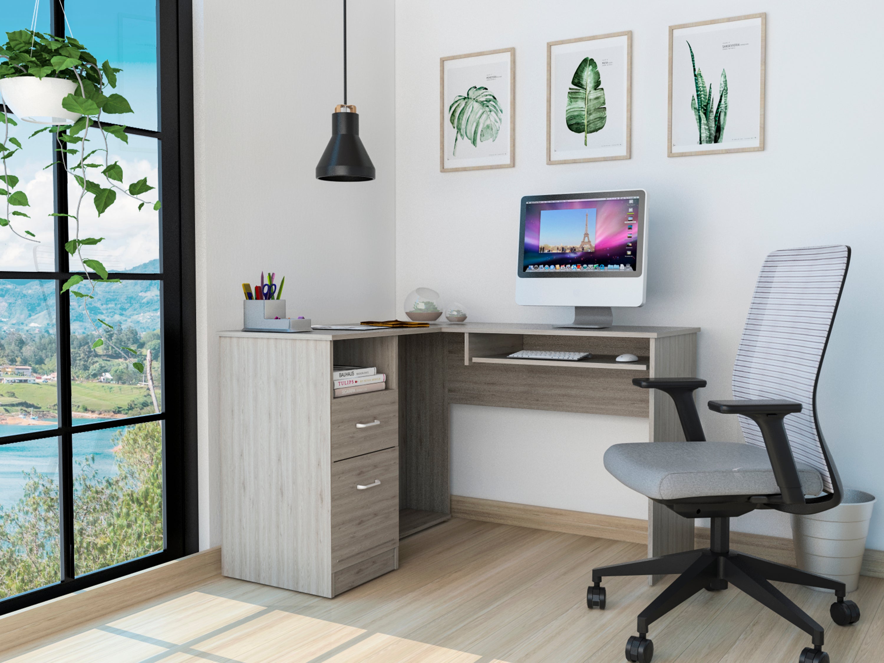 Raleigh L-Shaped Desk w/ Drawers, Shelf & CPU Storage