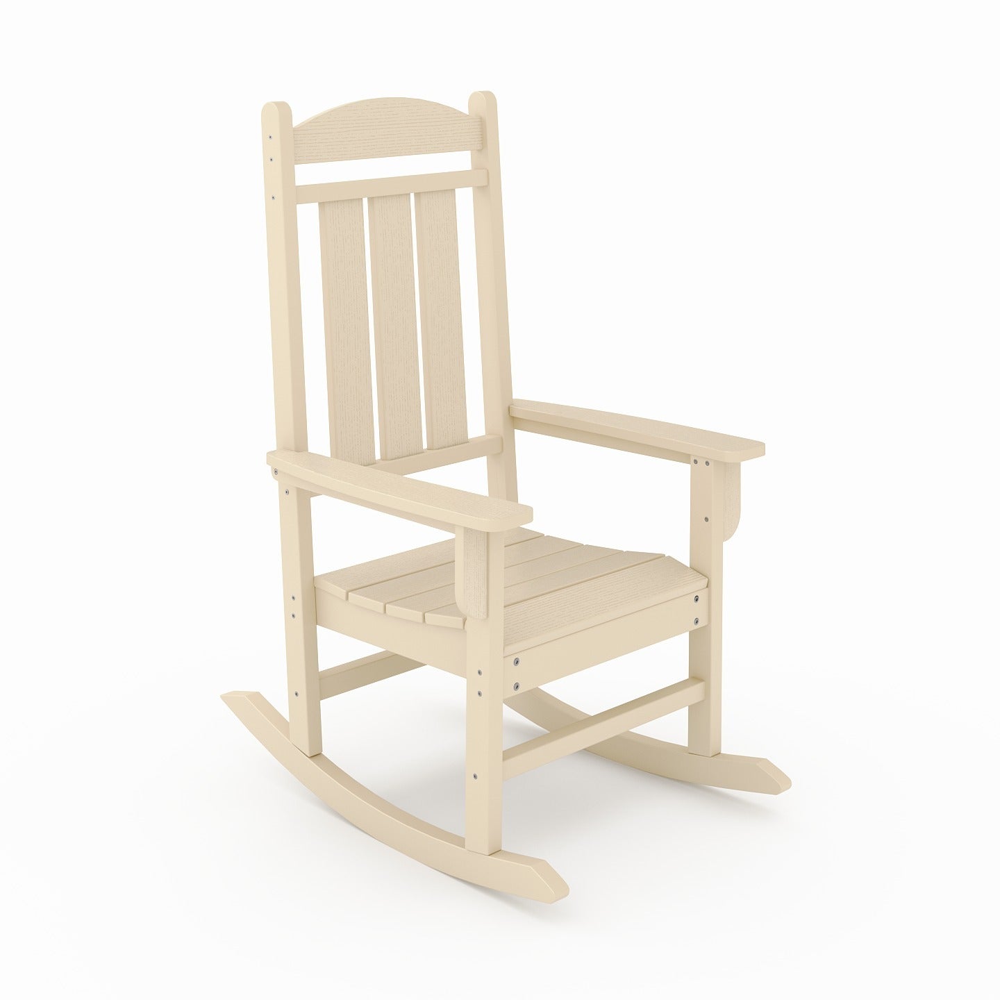 Beige HDPE Porch Rocker: Classic Poly Lumber Outdoor Comfort