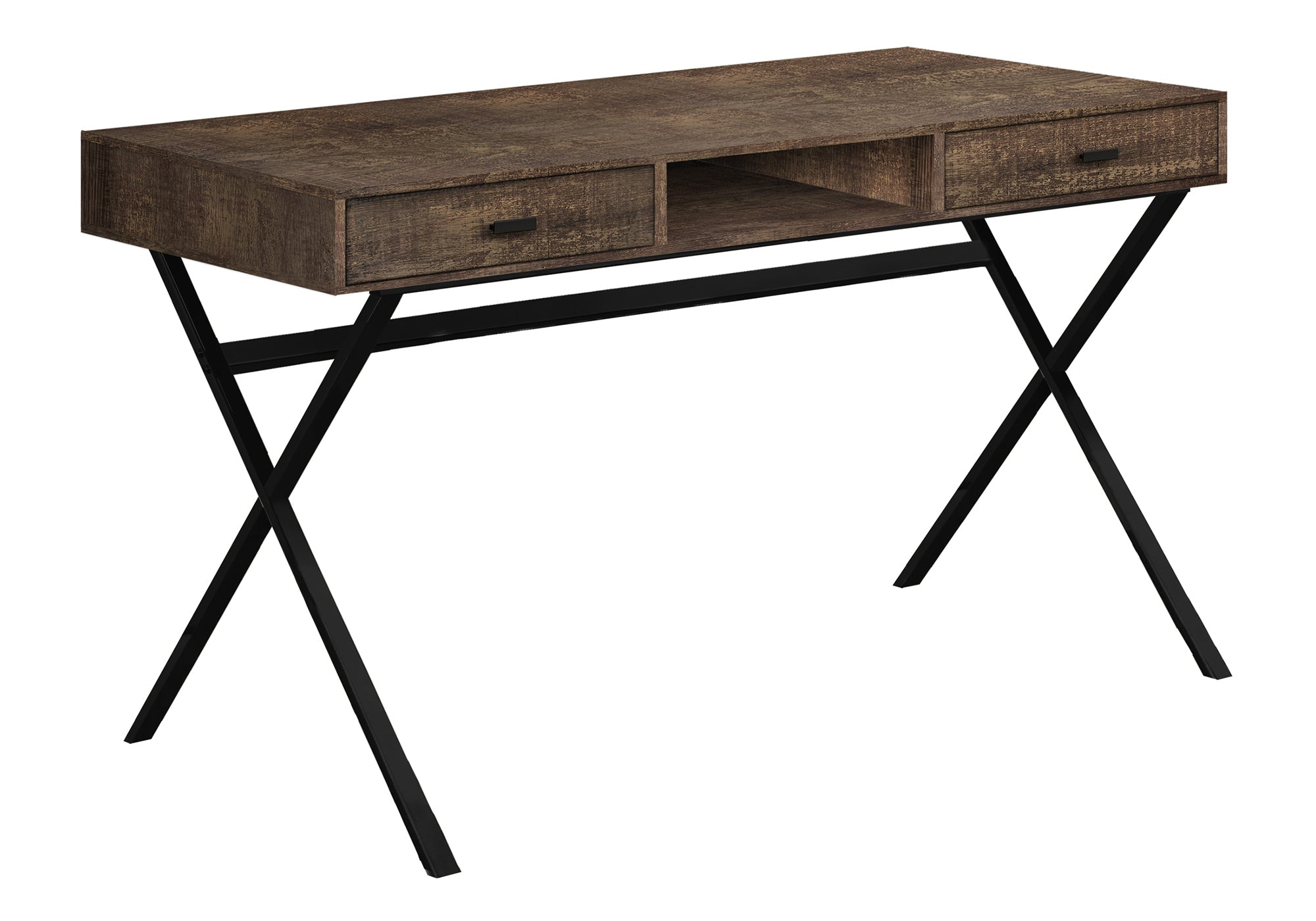 Modern 48" Computer Desk w/ Drawers - Brown & Black