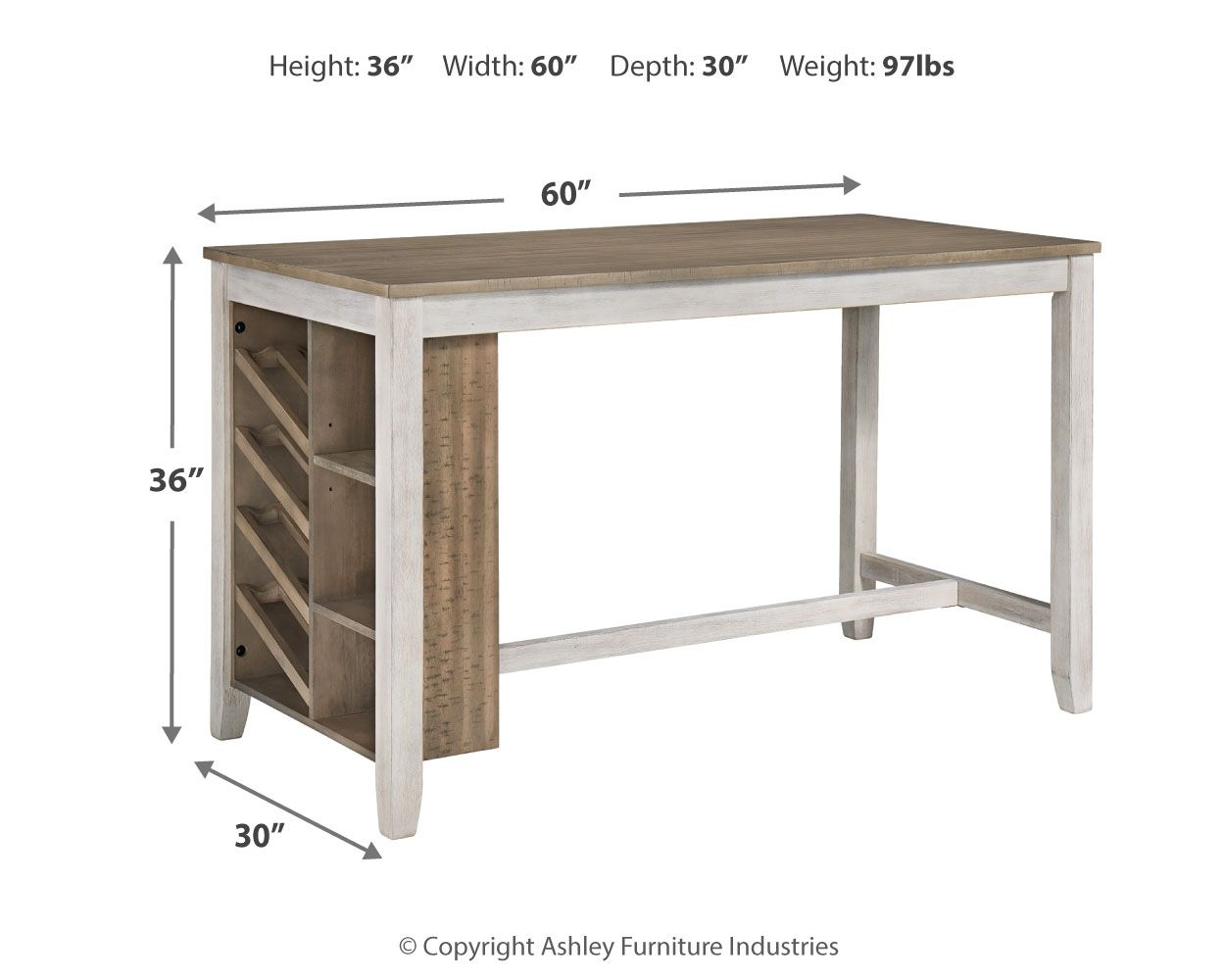 Skempton - Rectangular Counter Table With Storage - White
