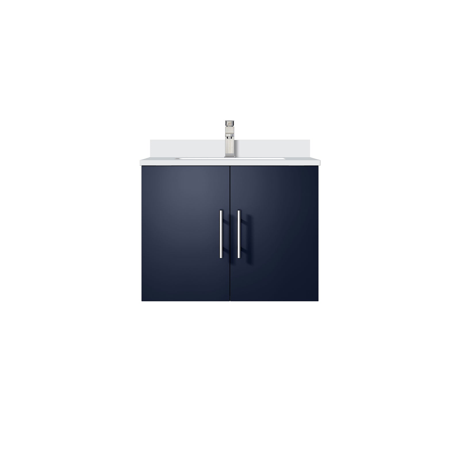 Navy Blue 24" Bath Vanity: White Quartz Top