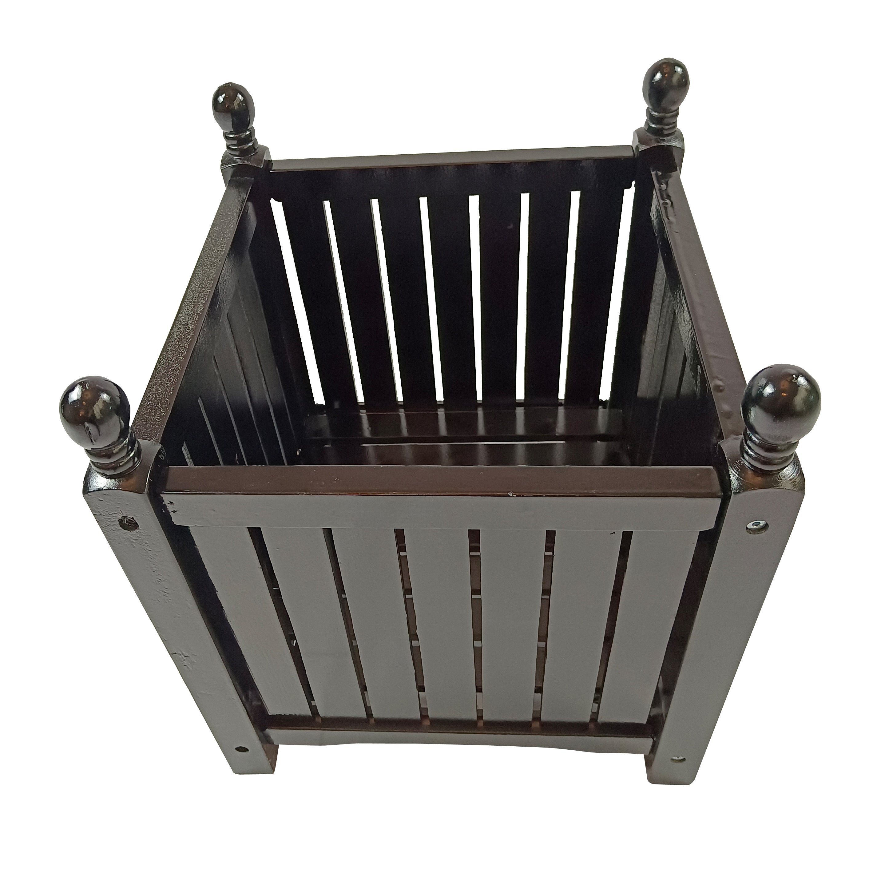Black Outdoor Square Wood Planter: Flower & Herb Pot for Garden/Patio