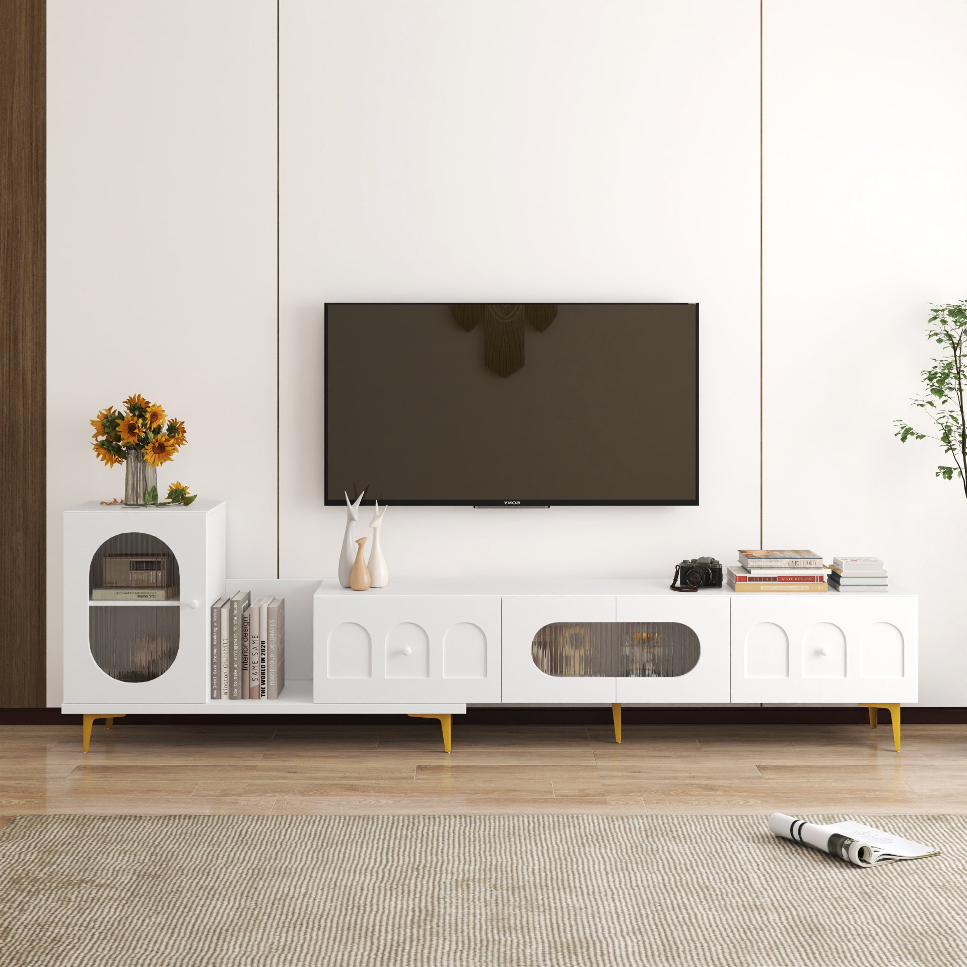 Extendable Wood TV Stand | Entertainment Center Console