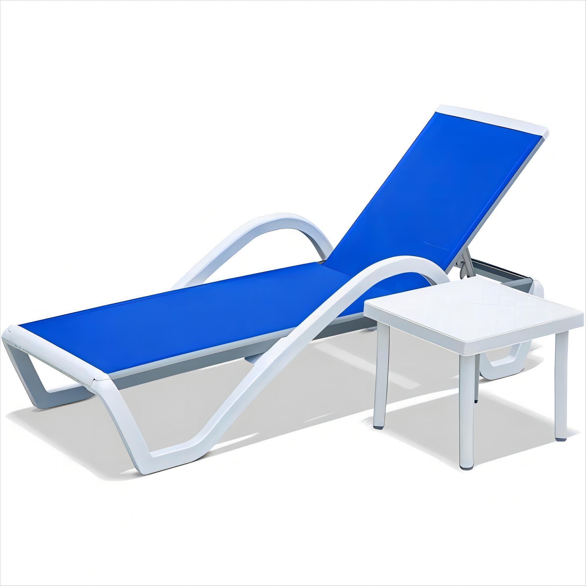 Adjustable Aluminum Pool Chaise Lounge (Blue)