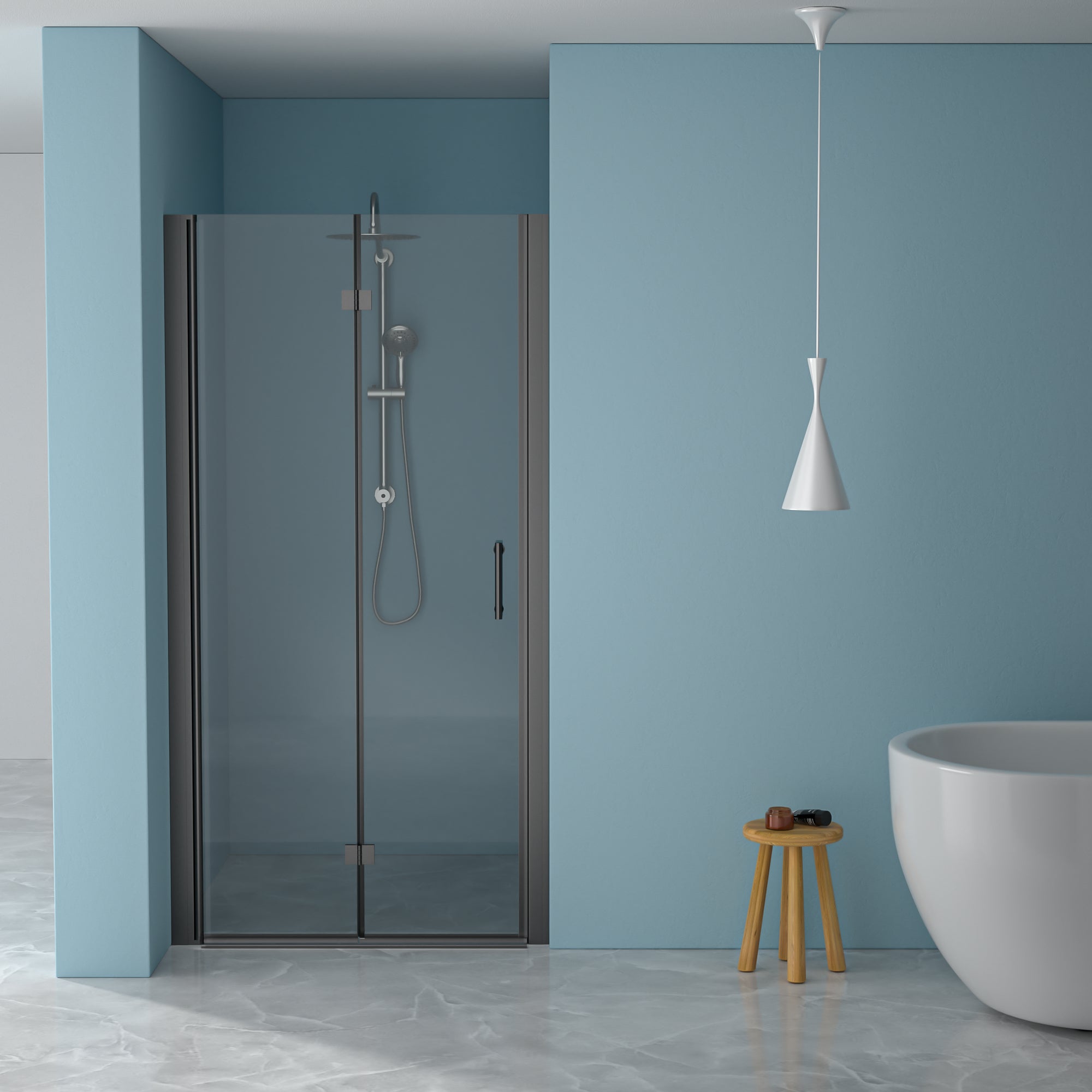72x34" Frameless Shower Door - Matte Black Glass