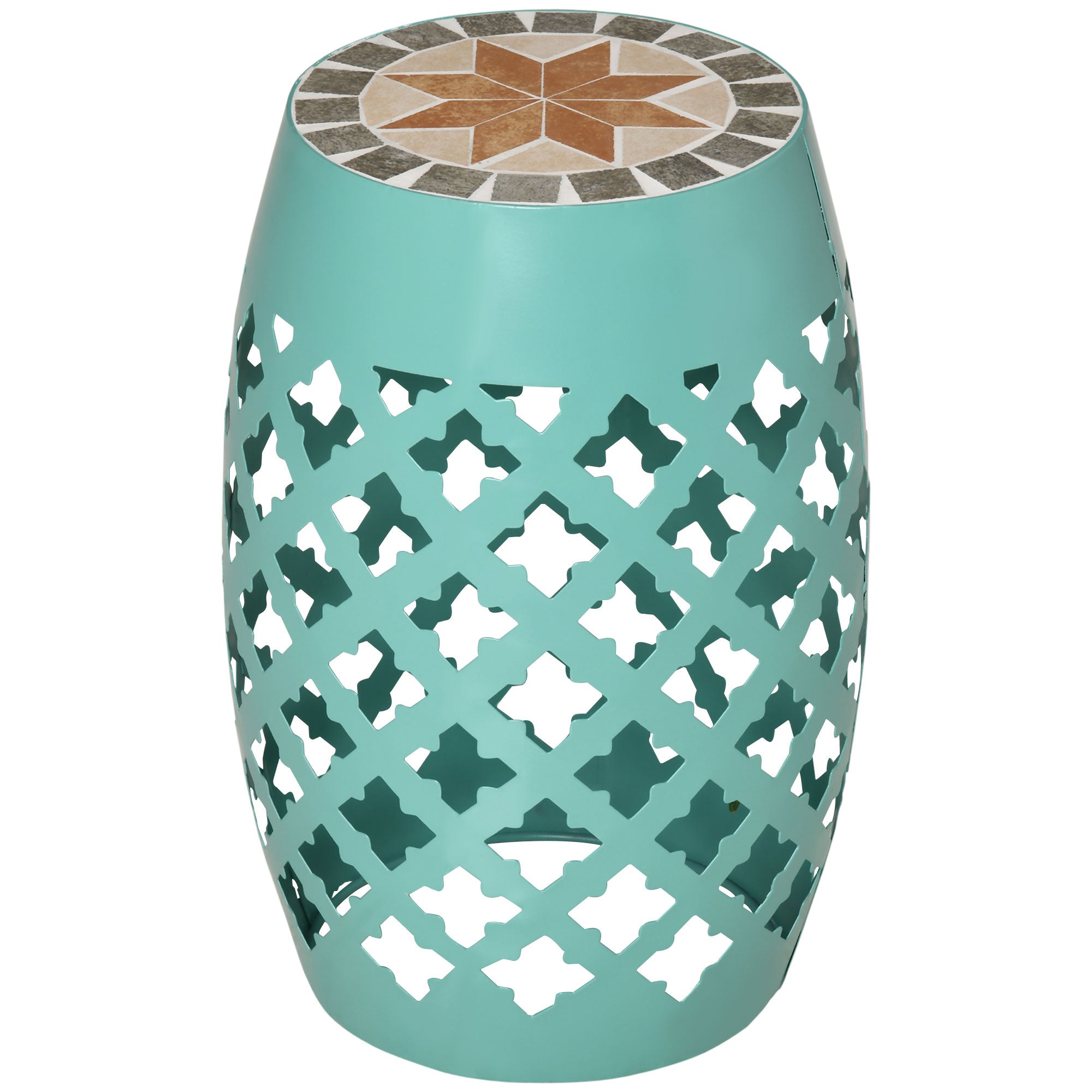 Blue 12' Garden Mosaic Accent Outdoor Side Table Footstool Plant Stand
