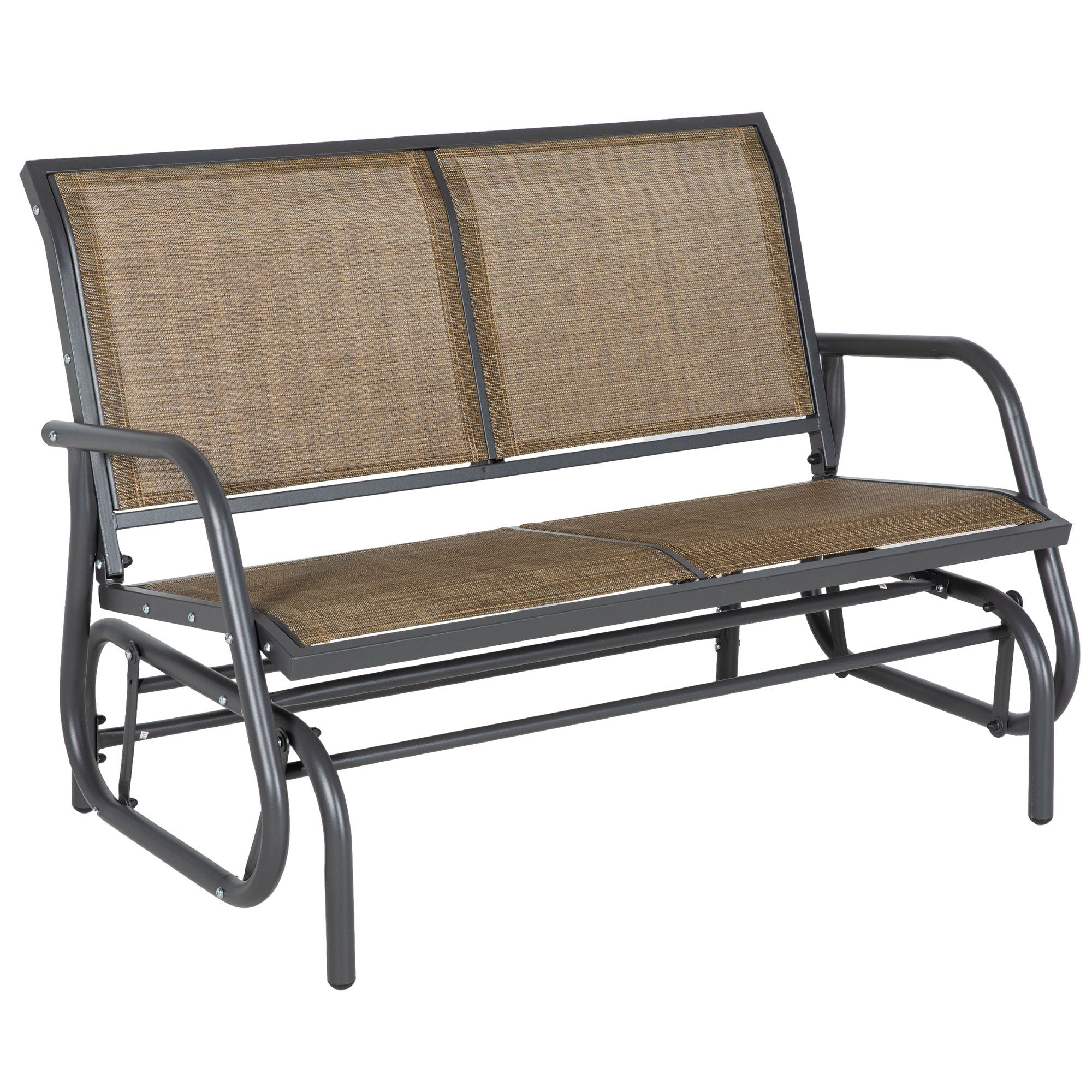 Outsunny 2-Person Glider Bench for Patio, Outdoor Swing Rocker Brown