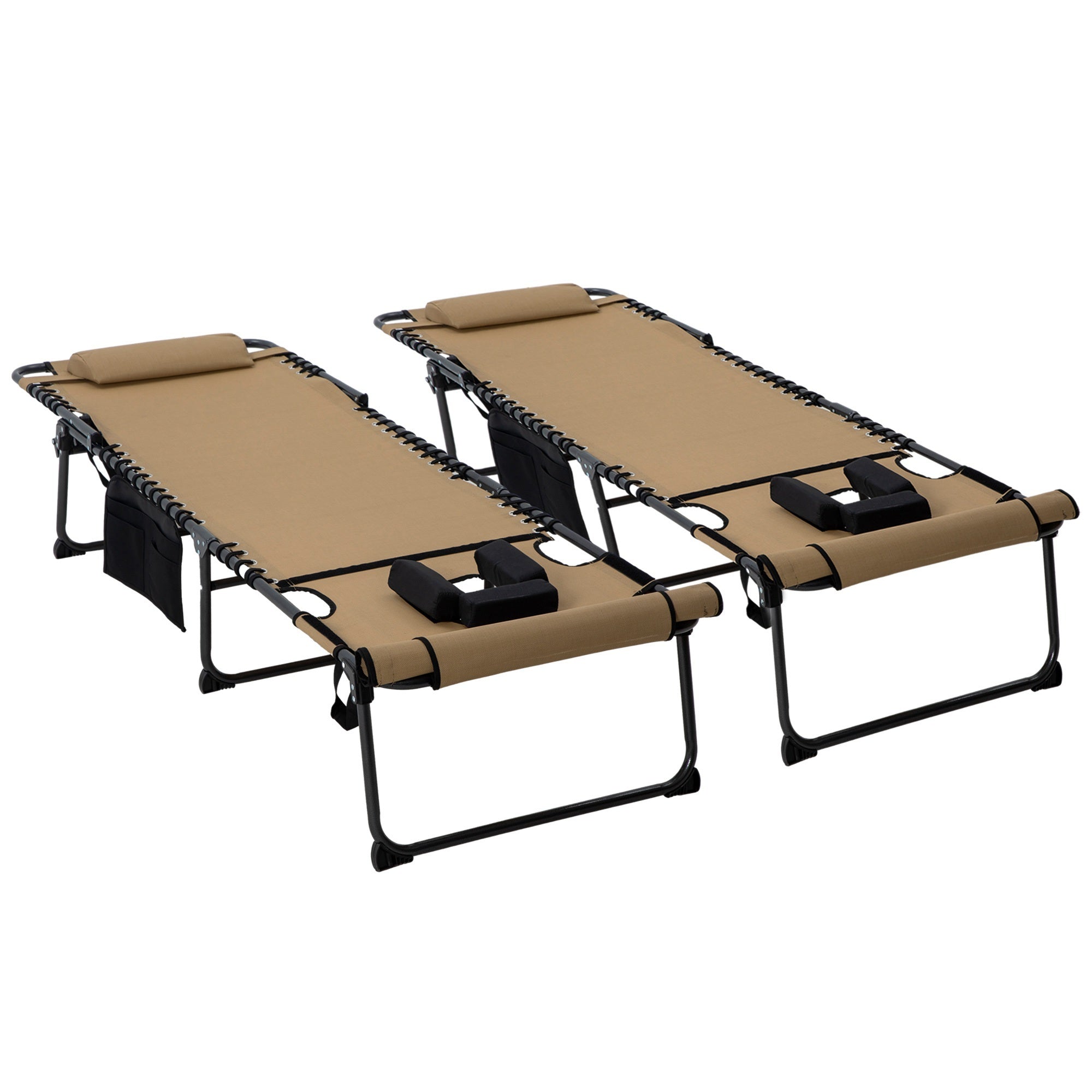 Outsunny Folding Chaise Lounge: Reclining, Face Hole, Side Pocket