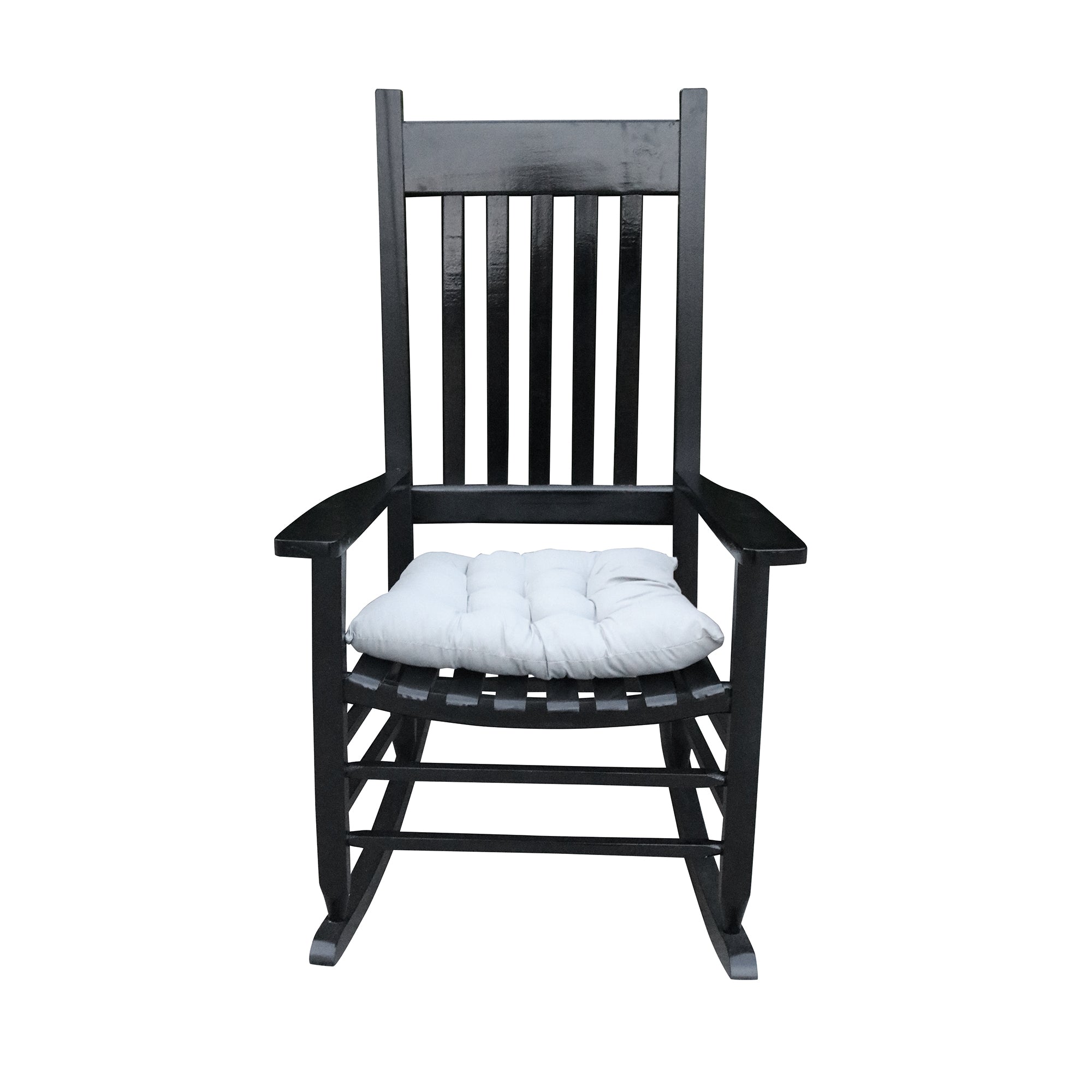Elegant Black Wooden Porch Rocker Chair - Comfortable Wide Seat