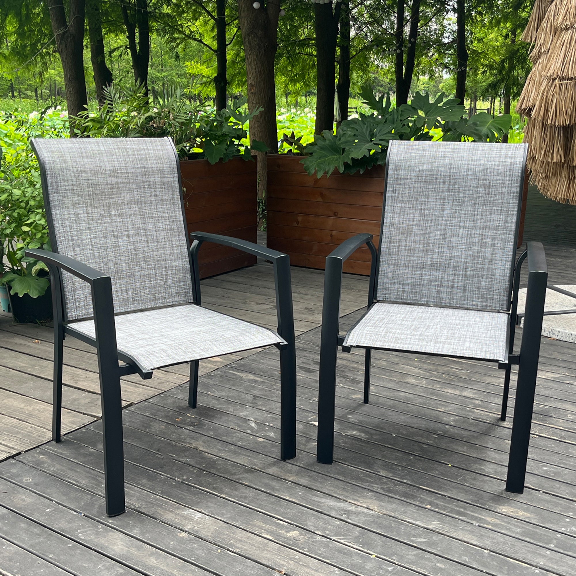 VRSHWO Outdoor Metal Dining Chairs Set of 2 - All Weather Patio Garden