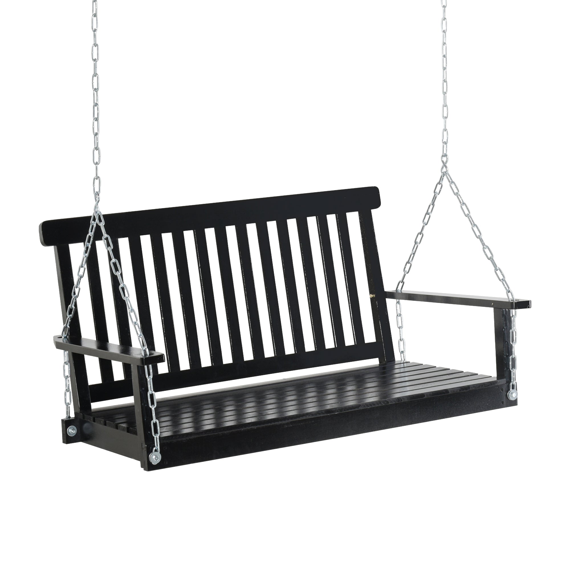 Outsunny 2-Seater Outdoor Hanging Porch Swing Chair Black