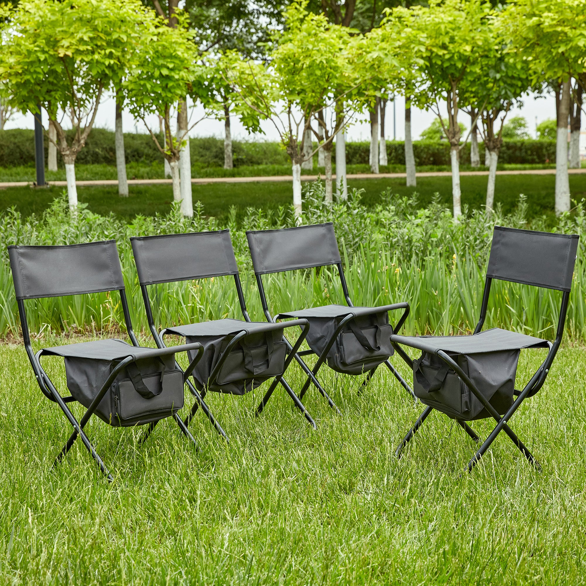 Portable 4-Piece Folding Outdoor Chair Set with Bag for Camping & Fishing
