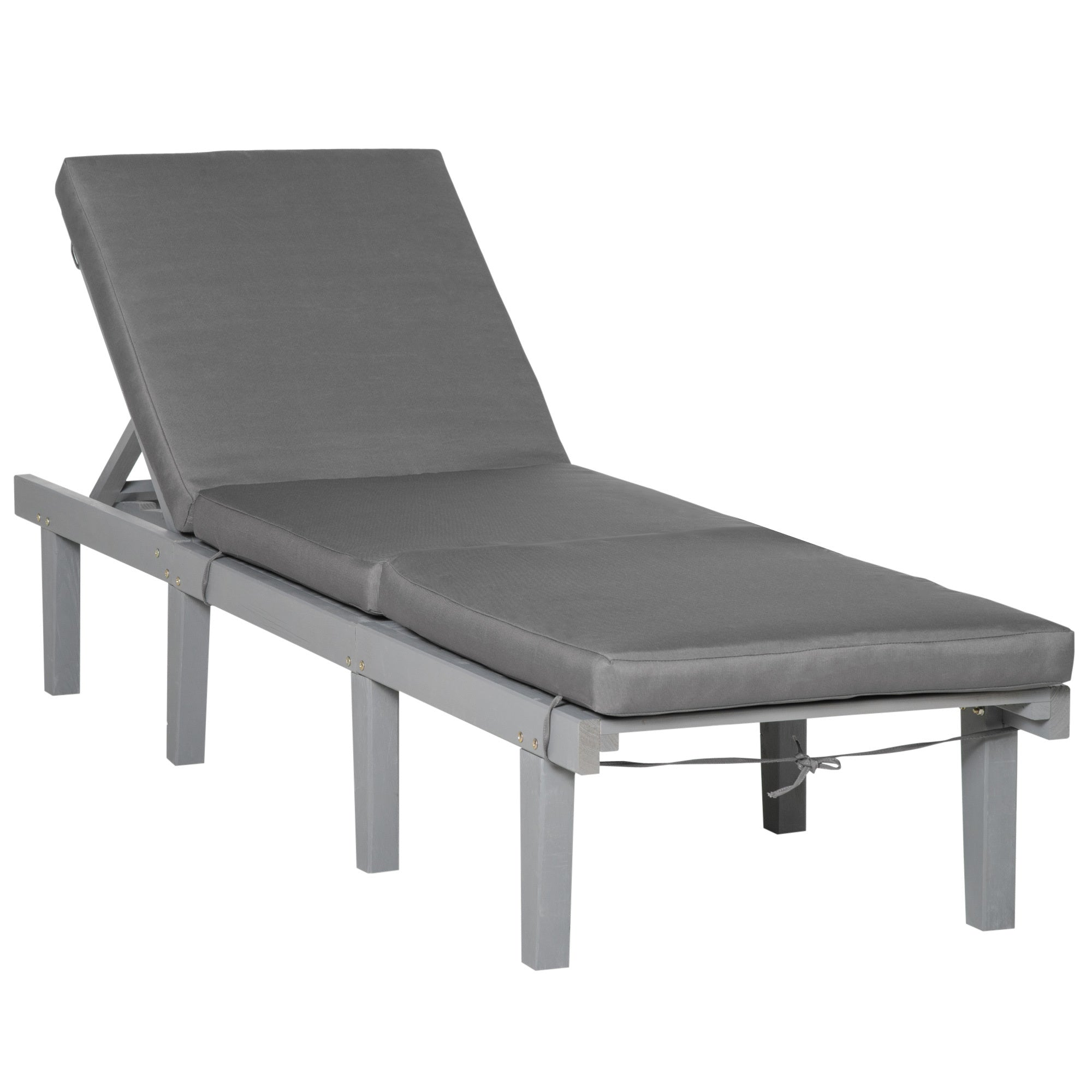 Outsunny Gray Outdoor Chaise Lounge - 4-Position Adjustable Recliner