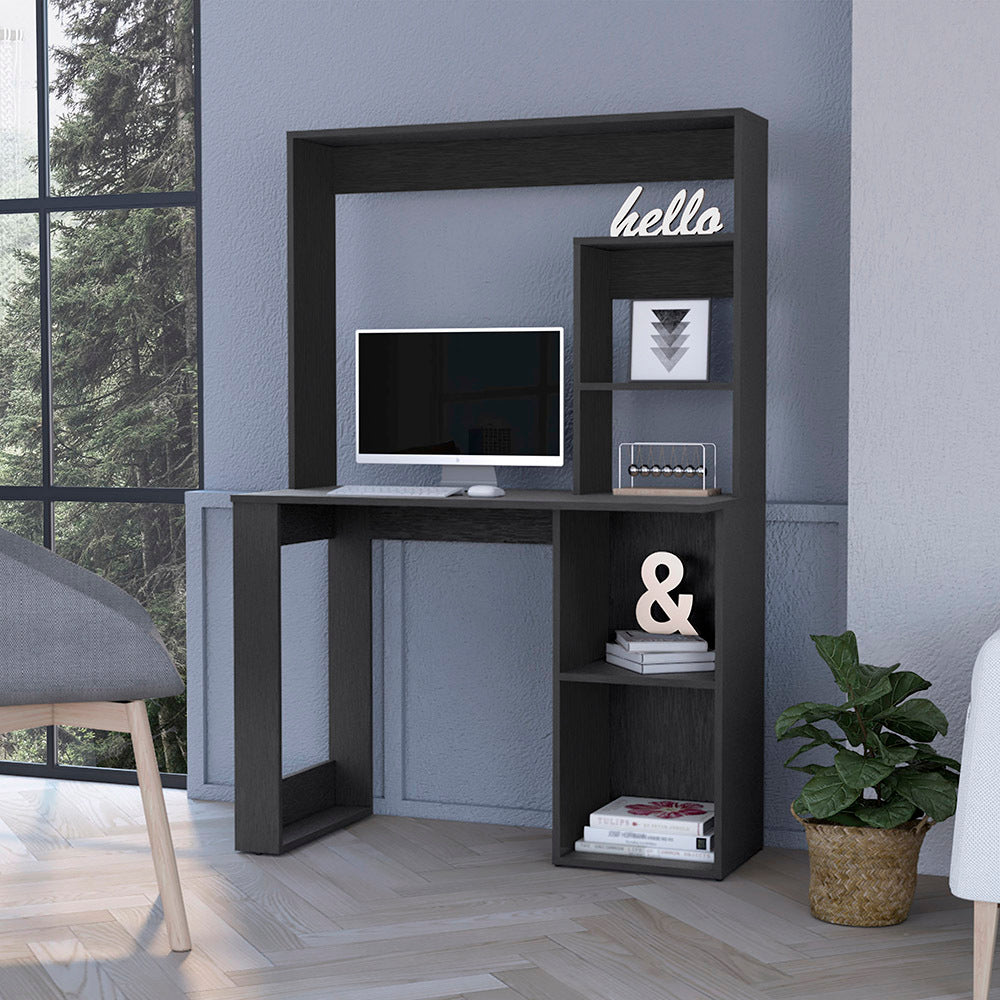 Ryndon Desk with Hutch, Black Wengue