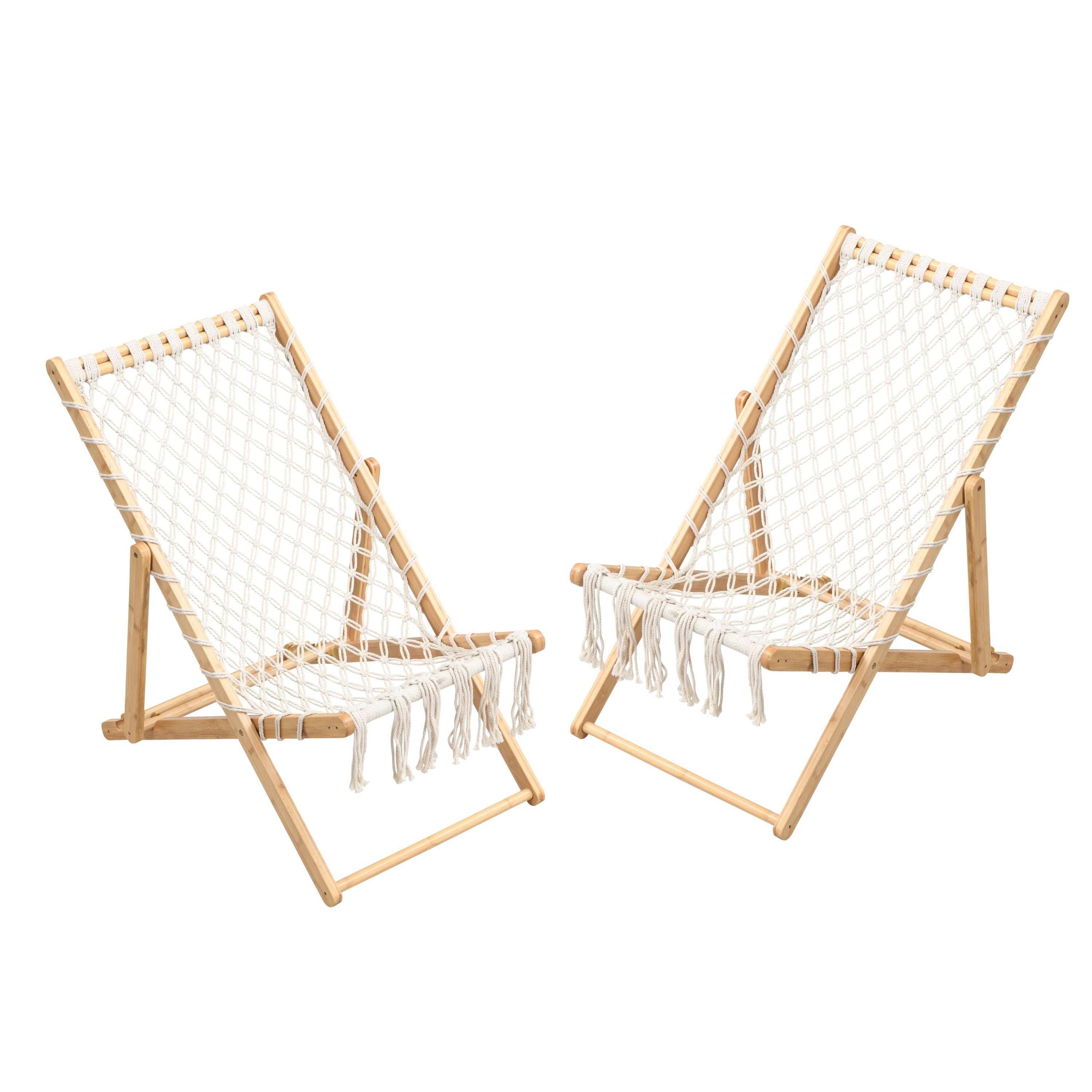 Natural Bamboo Weaving Chair Set: Handwoven Rope for Patio/Home Decor