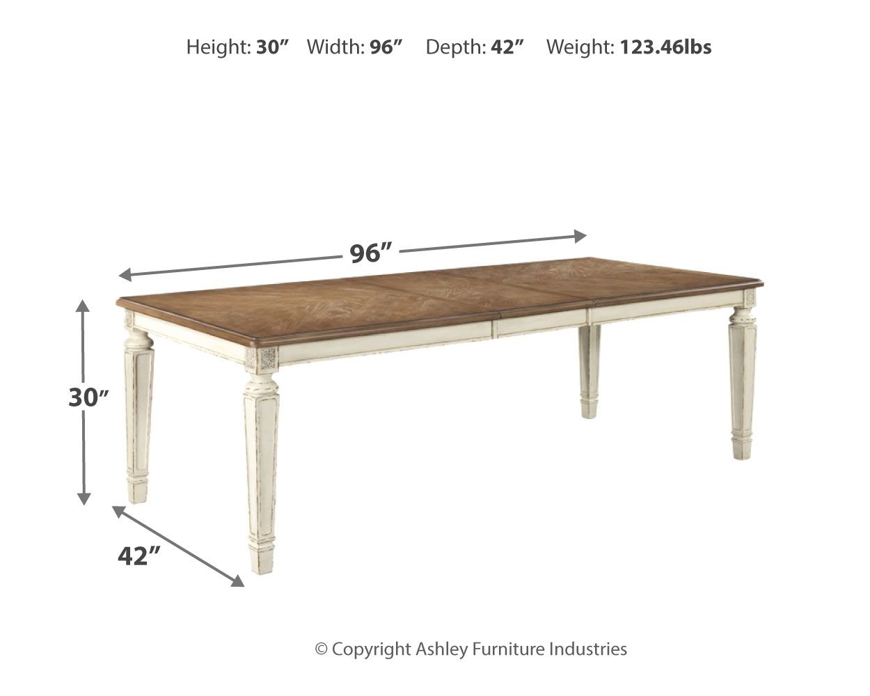 Realyn - Rectangular Dining Room Extension Table - Chipped White