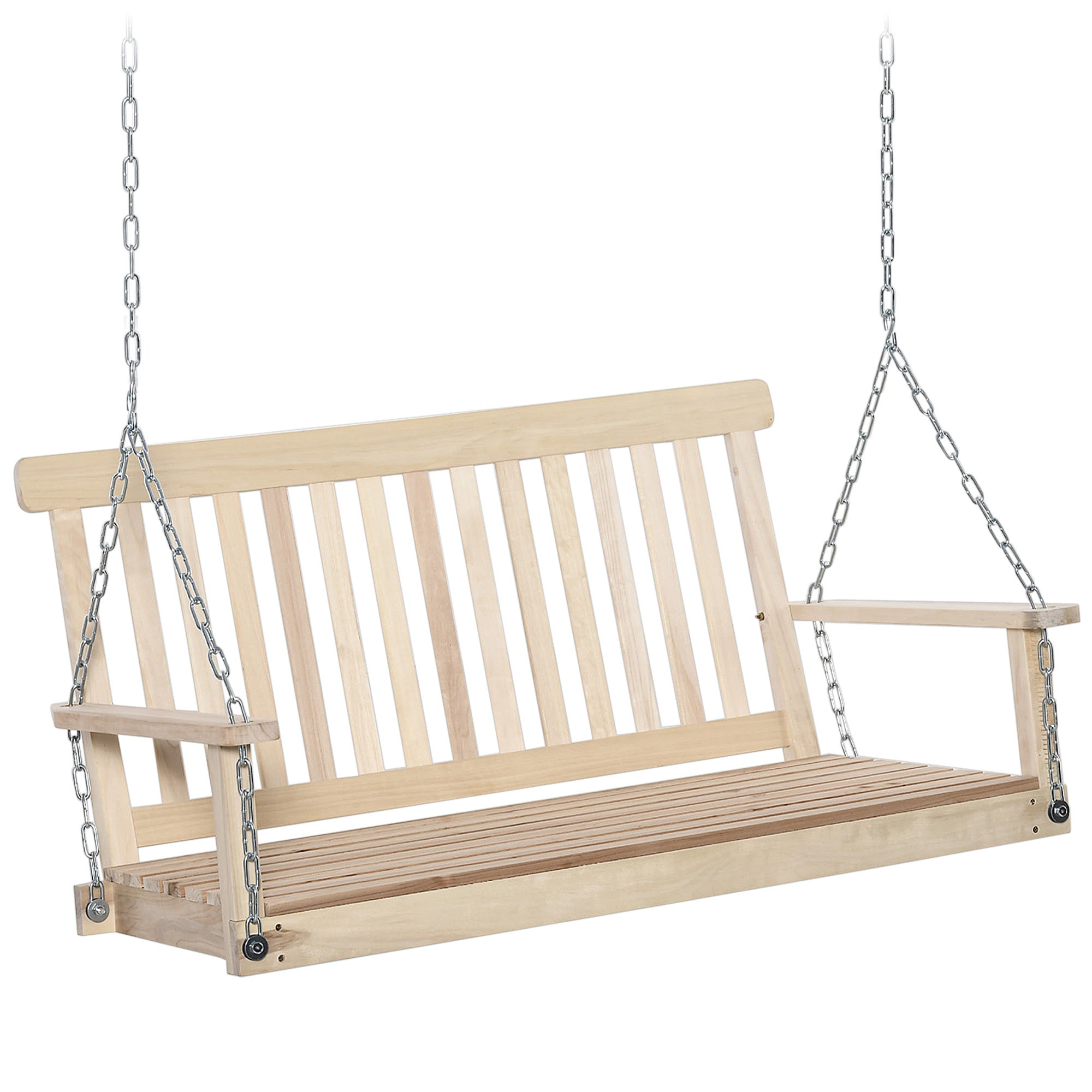Outsunny 2-Seat Hanging Porch Swing - Patio Chair - 440lbs Natural