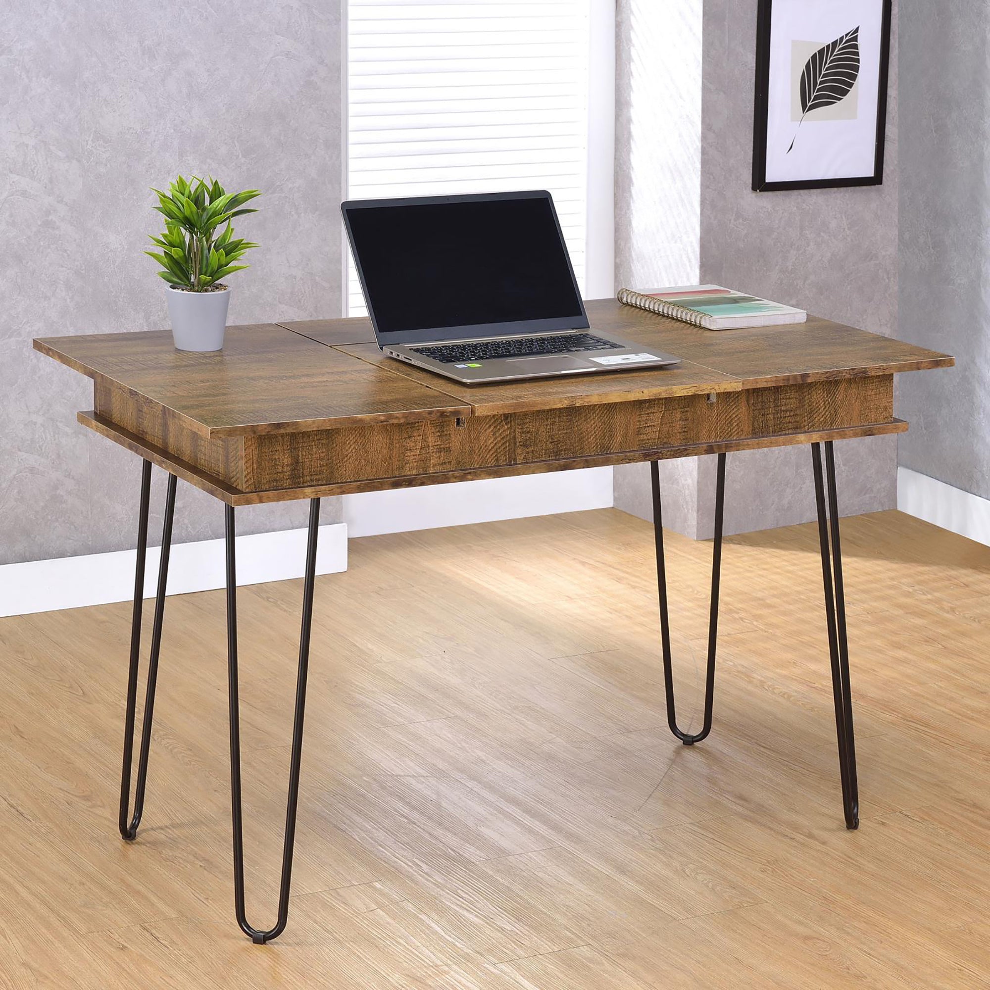 Rustic Amber Writing Desk | 4 Hidden Storage Areas