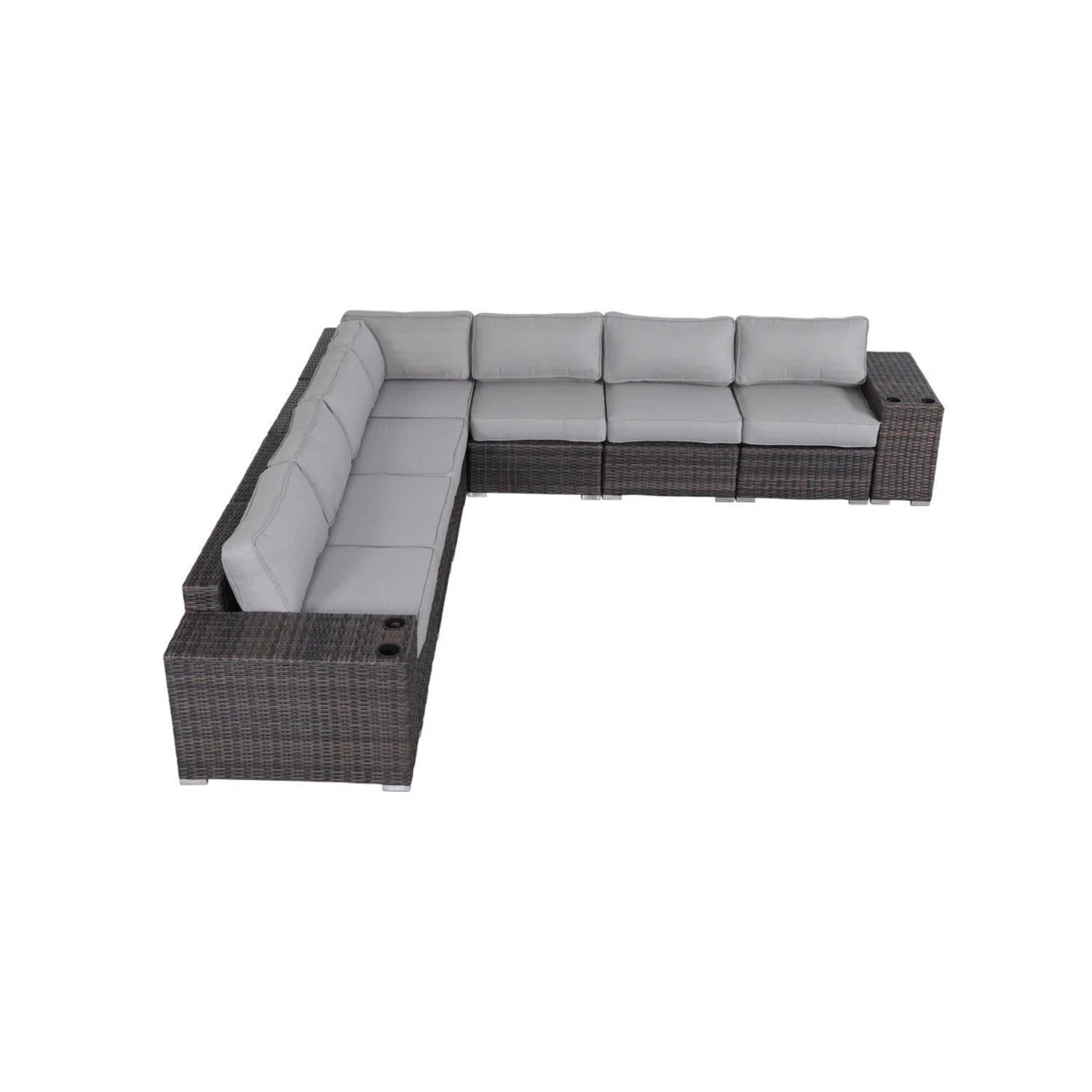 Premium Grey Wicker Outdoor Lounge Set: Cushions, No Assembly Required