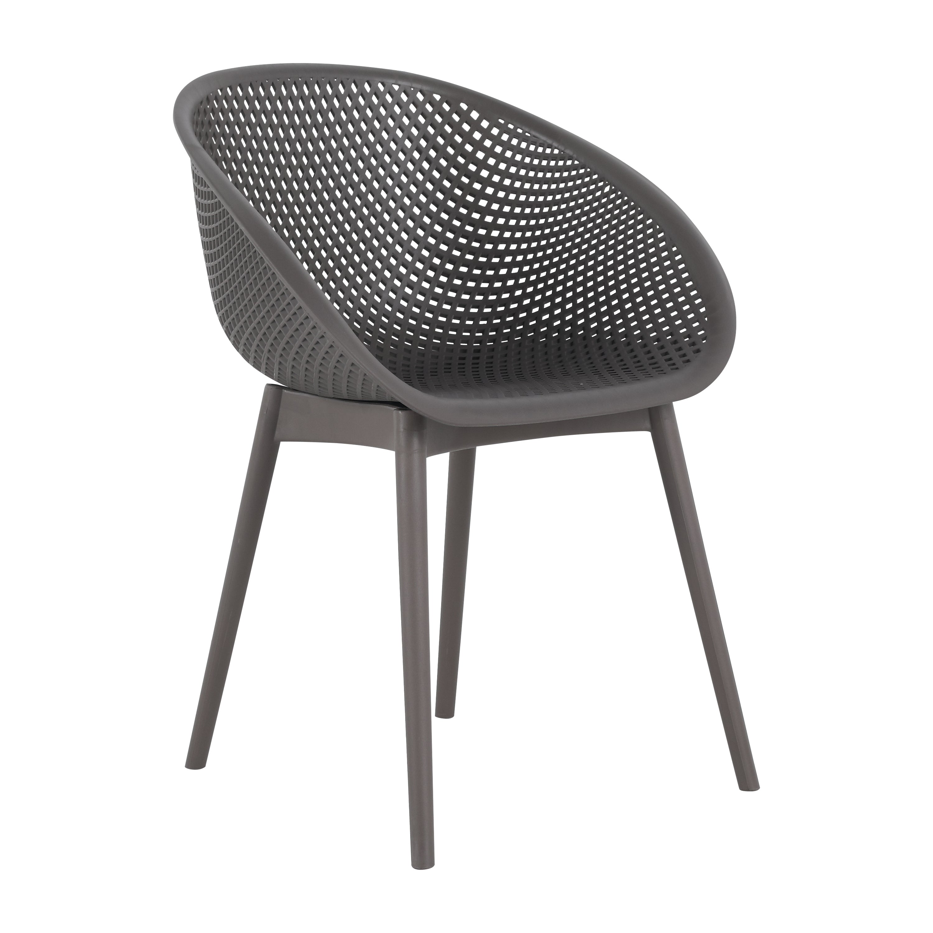 Durable Warm Gray Mesh Hollow-Out Single Chair - Polypropylene 2-Piece Set