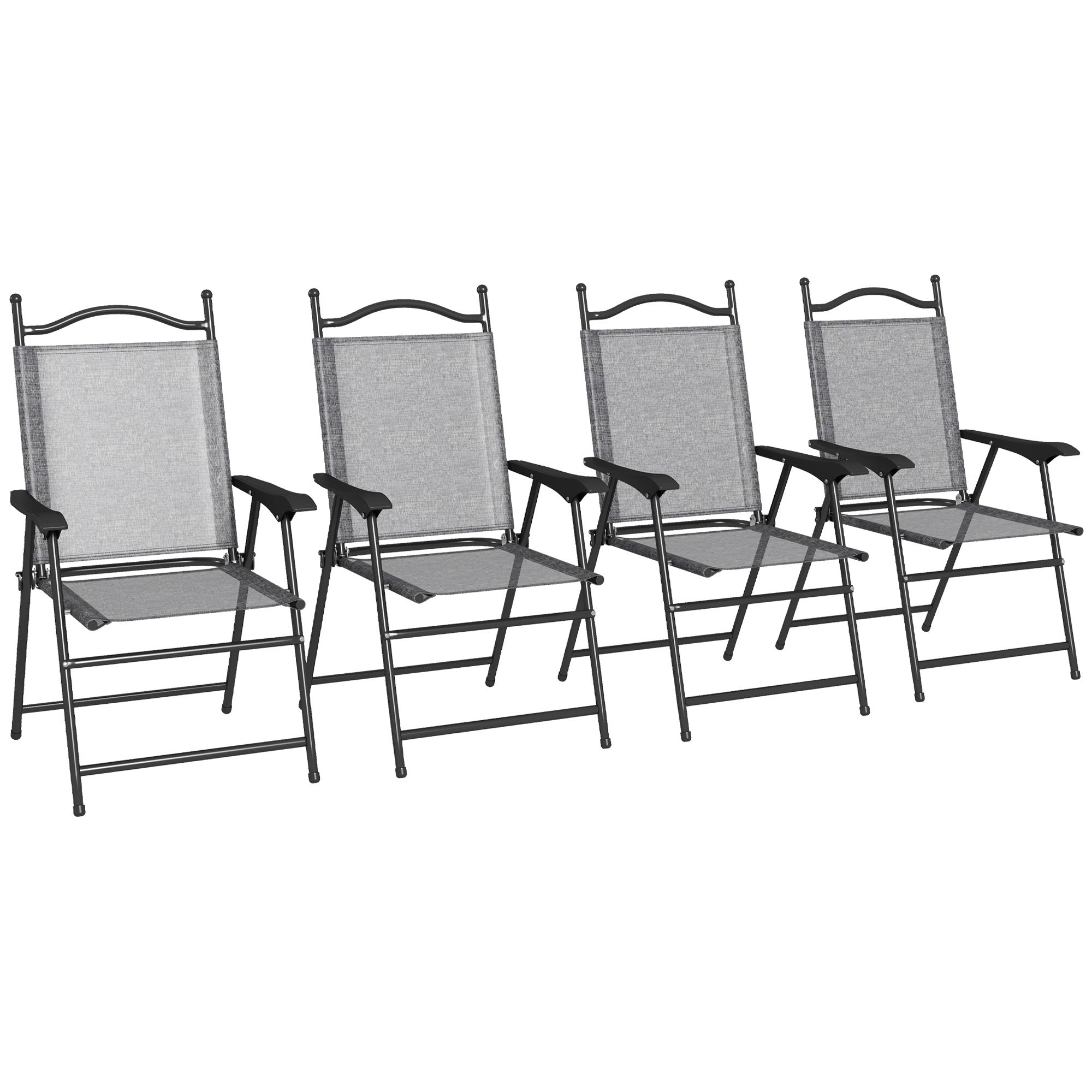 Outsunny 4-Pack Folding Patio & Camping Chairs for Adults, Gray Mesh Seat