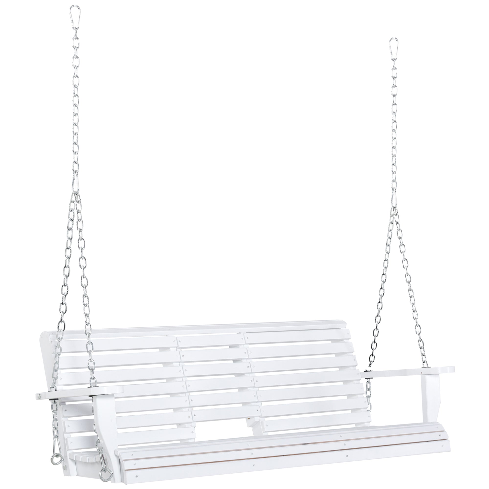 Outsunny 3-Seater Wooden Porch Swing with Folding Table, Cup Holders