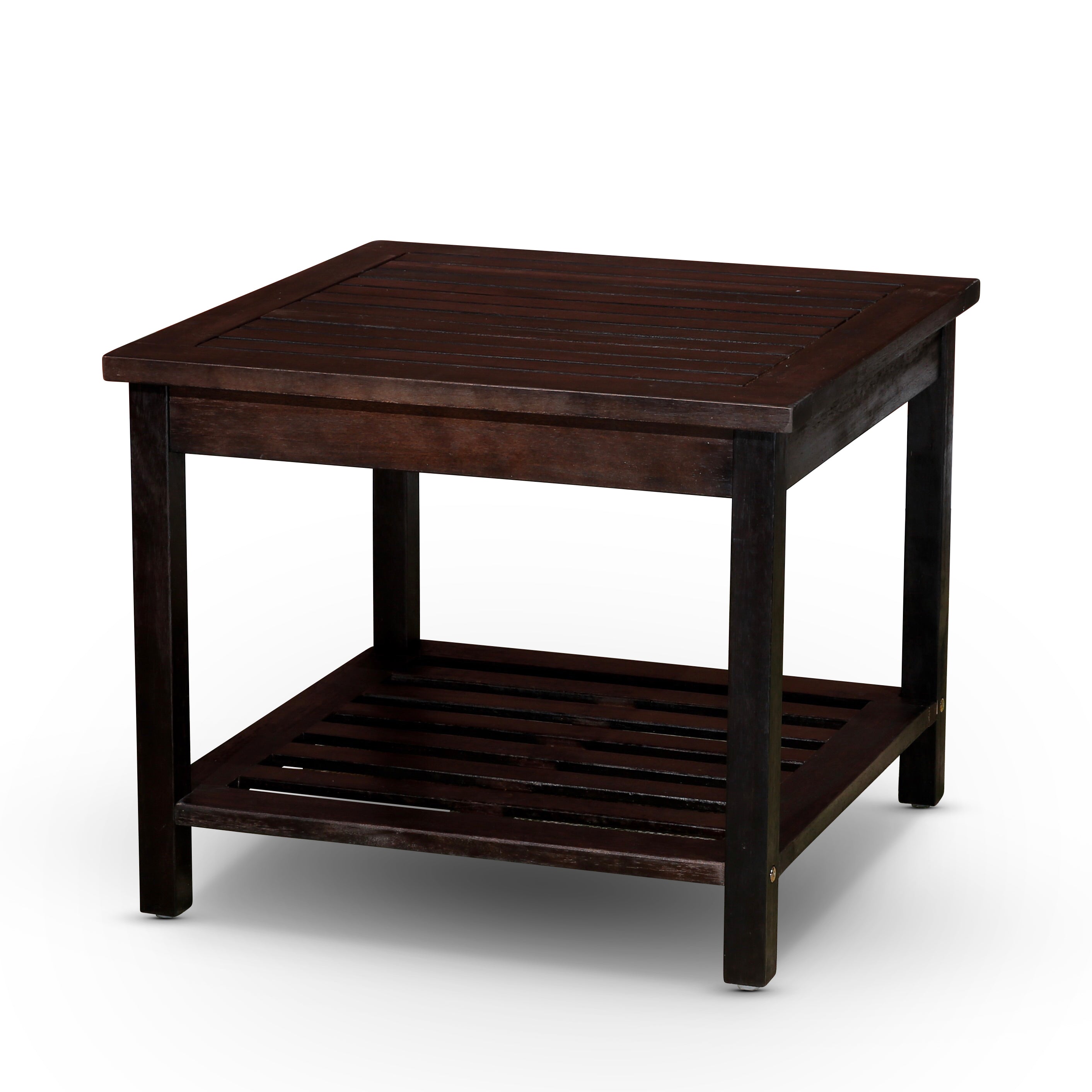 Longs Peak Eucalyptus 2-Shelf Side Table, Espresso - Stylish Storage