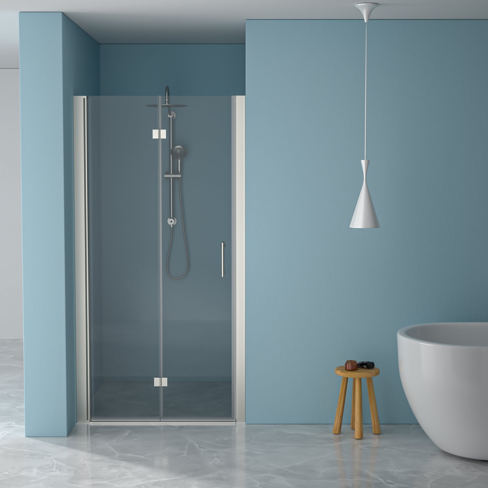 72x30 Frameless Shower Door | Tempered Glass, Brushed Nickel