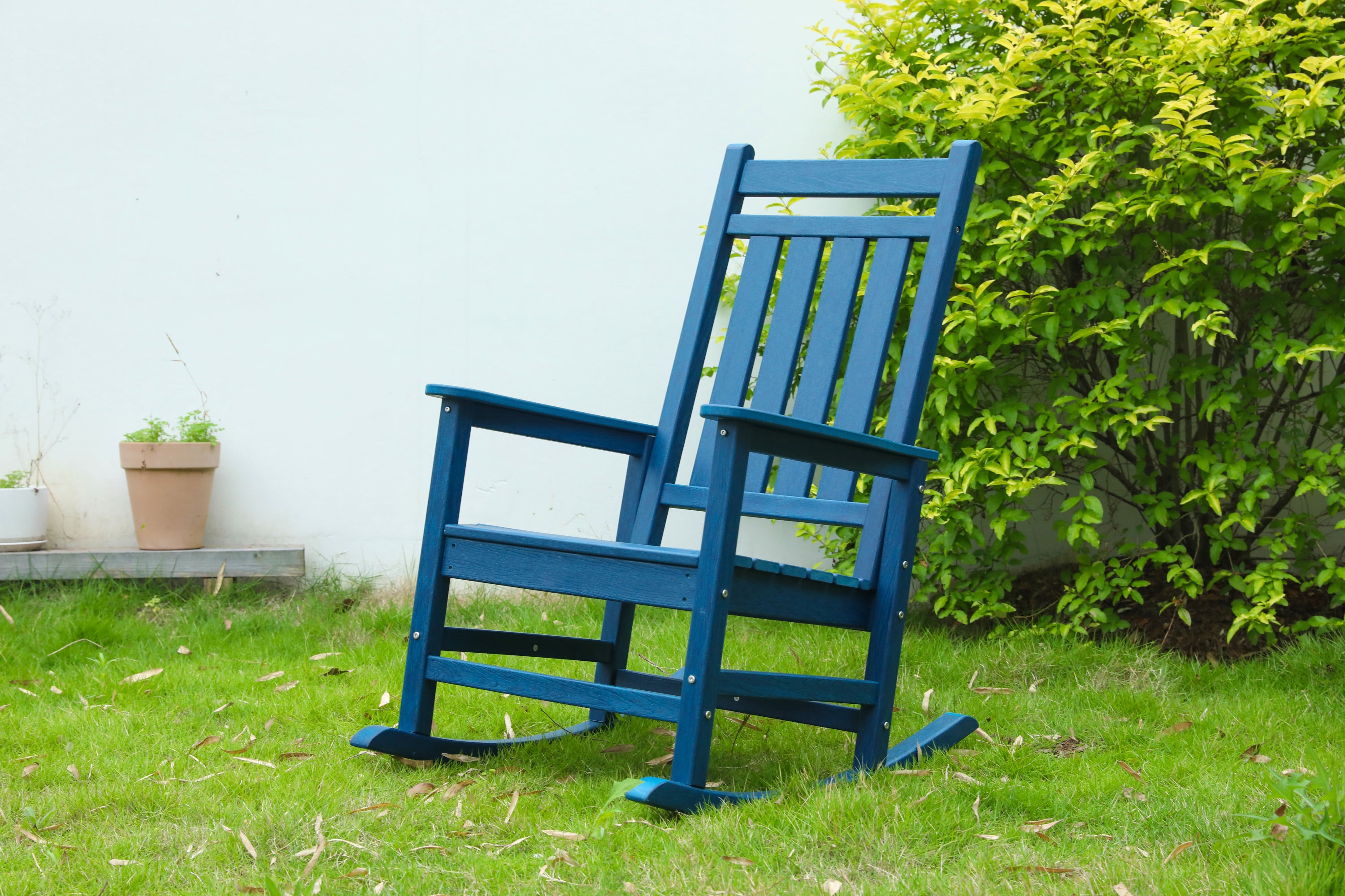 Oversized Outdoor Rocking Chair, All-Weather Navy Porch Rocker