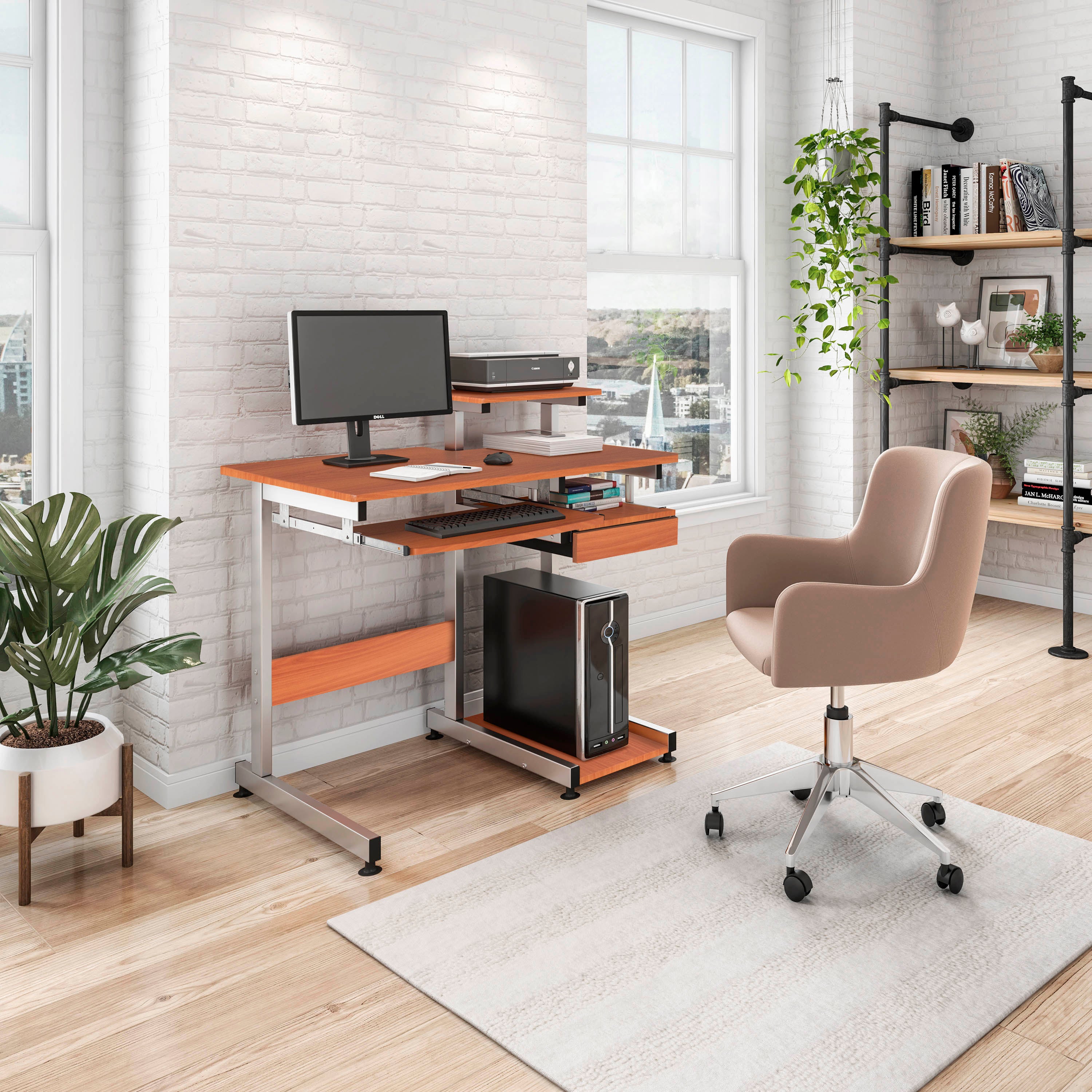 Computer Workstation Desk, Woodgrain