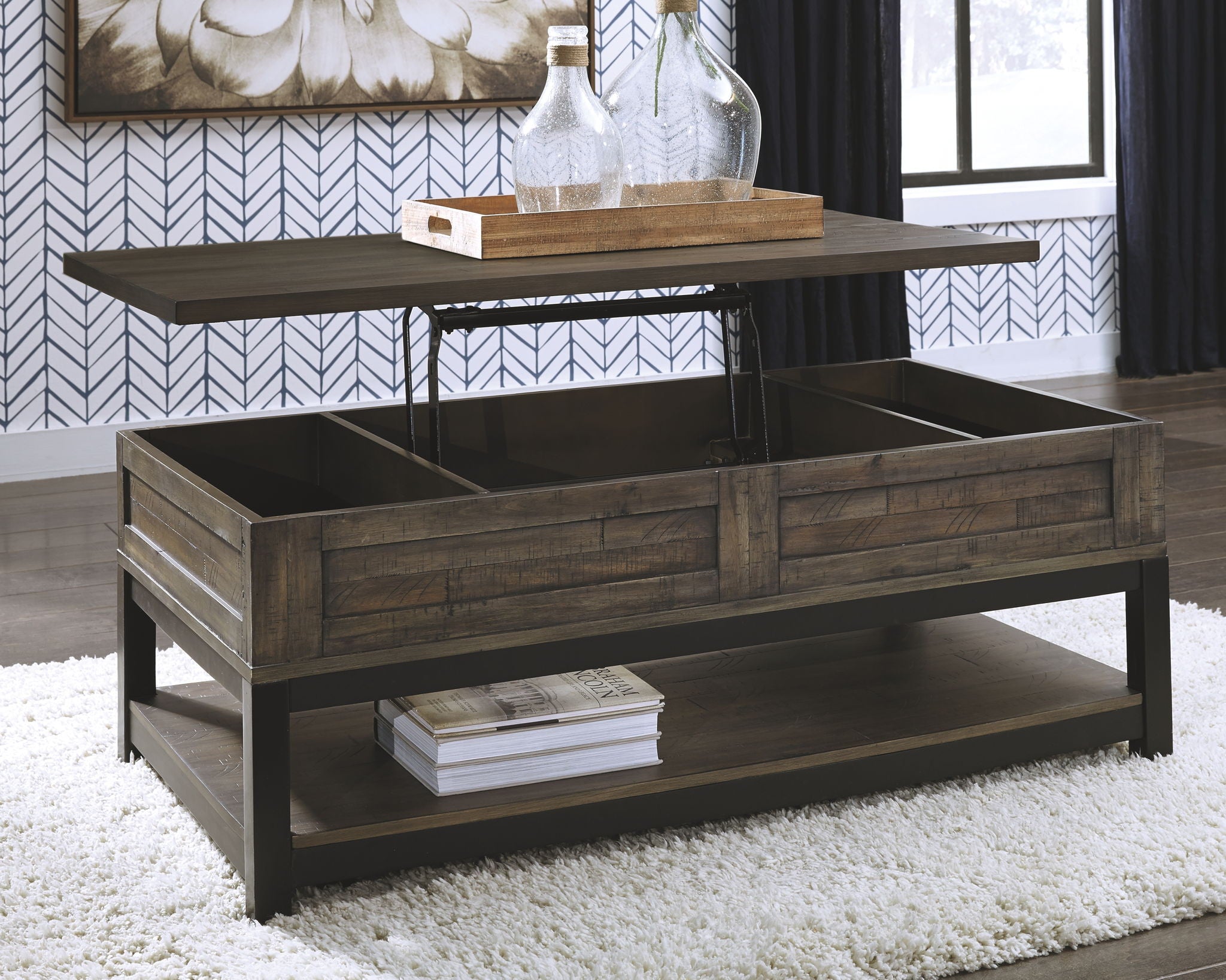 Johurst - LIFT TOP COCKTAIL TABLE - Grayish Brown