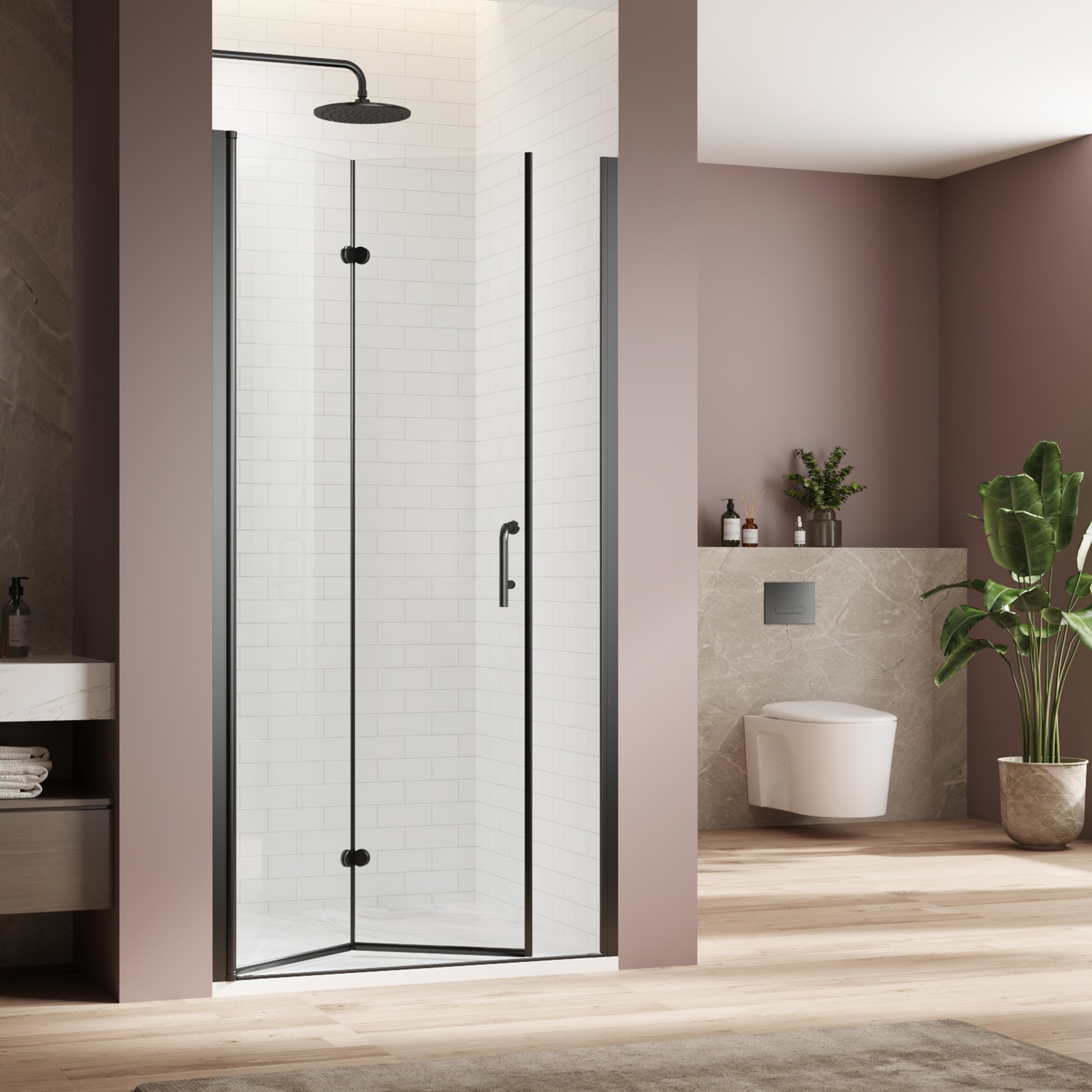 Frameless Glass Shower Door 30x72", Matte Black