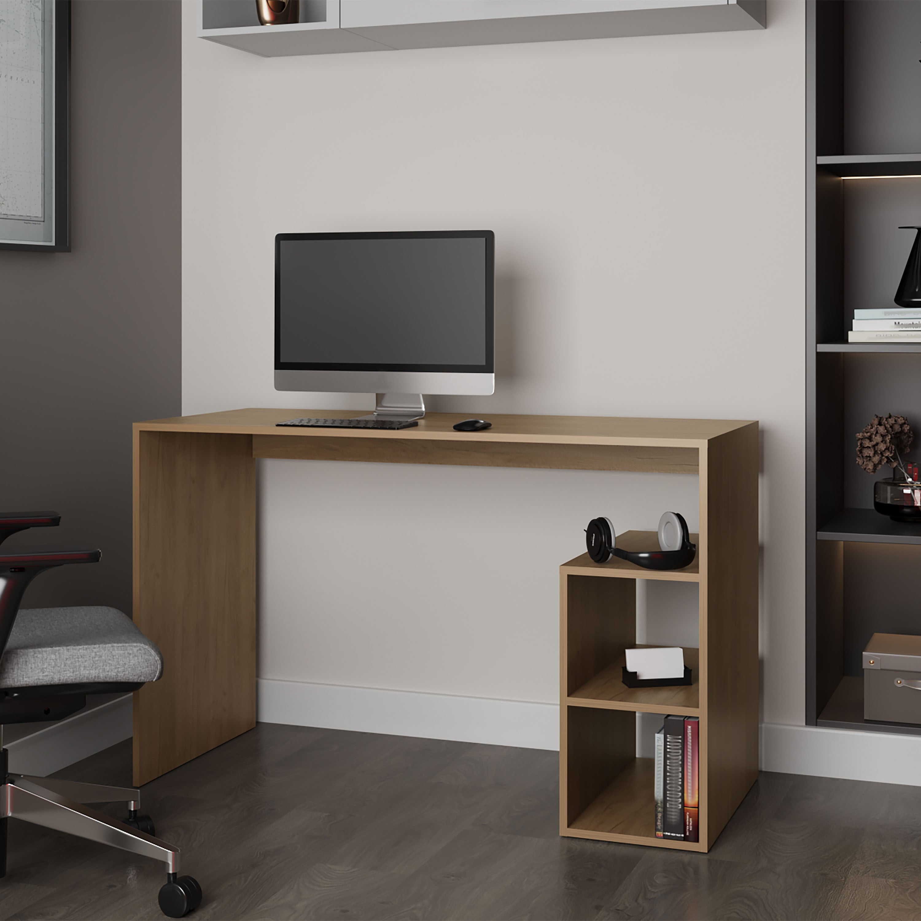 Sanders Melamine Computer Desk, Natural Oak