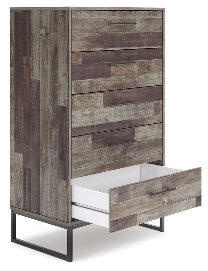 Neilsville - Five Drawer Chest - Black / Gray