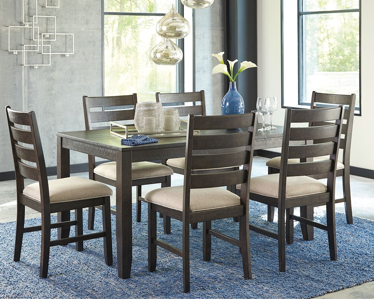 Rokane - Dining Room Table Set (Set of 7) - Brown