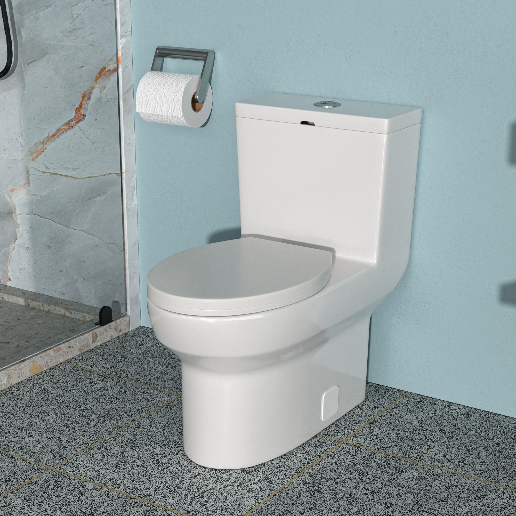Ceramic One-Piece Toilet: Dual Flush & Soft Close