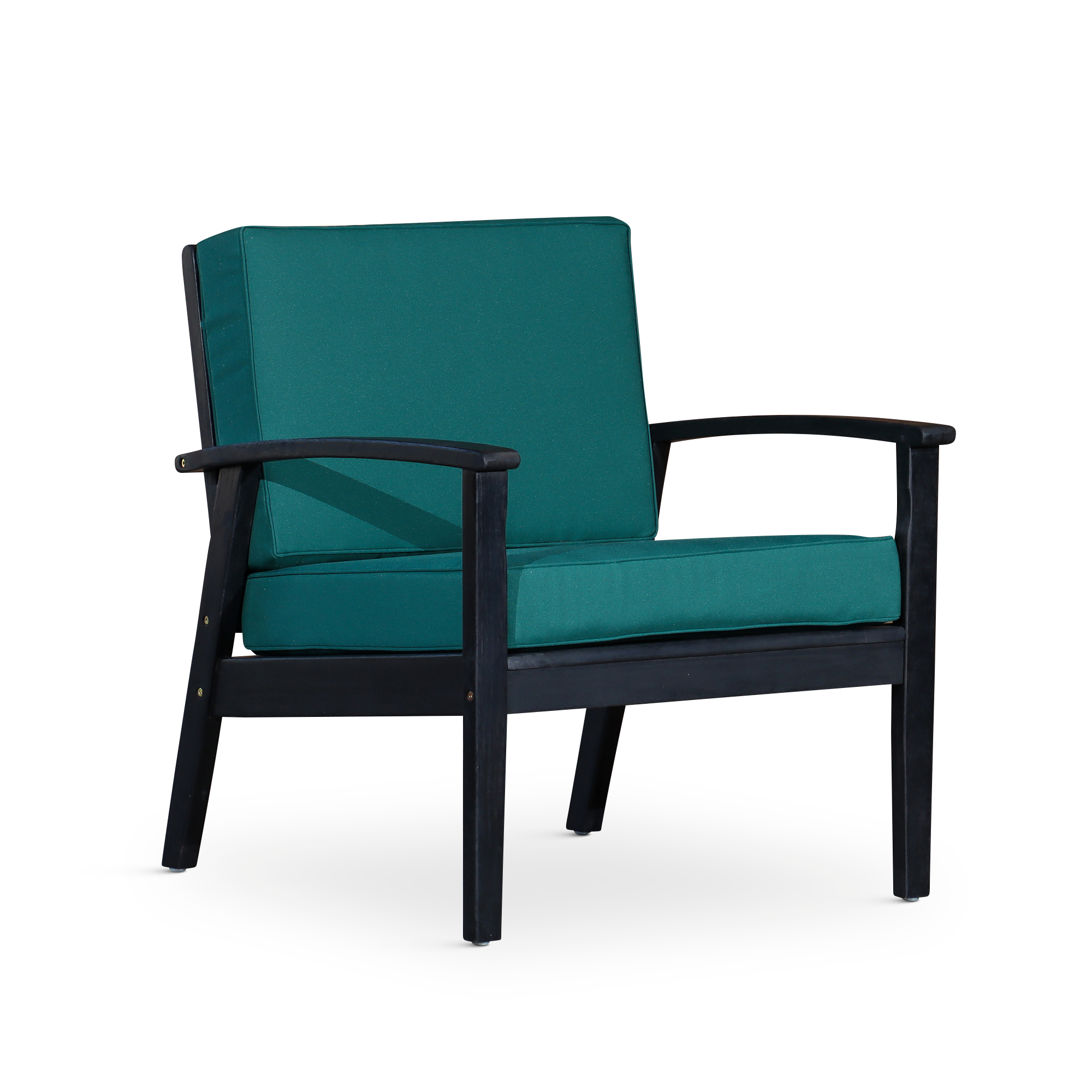 Deep Seat Eucalyptus Chair: Espresso, Dark Green Cushions