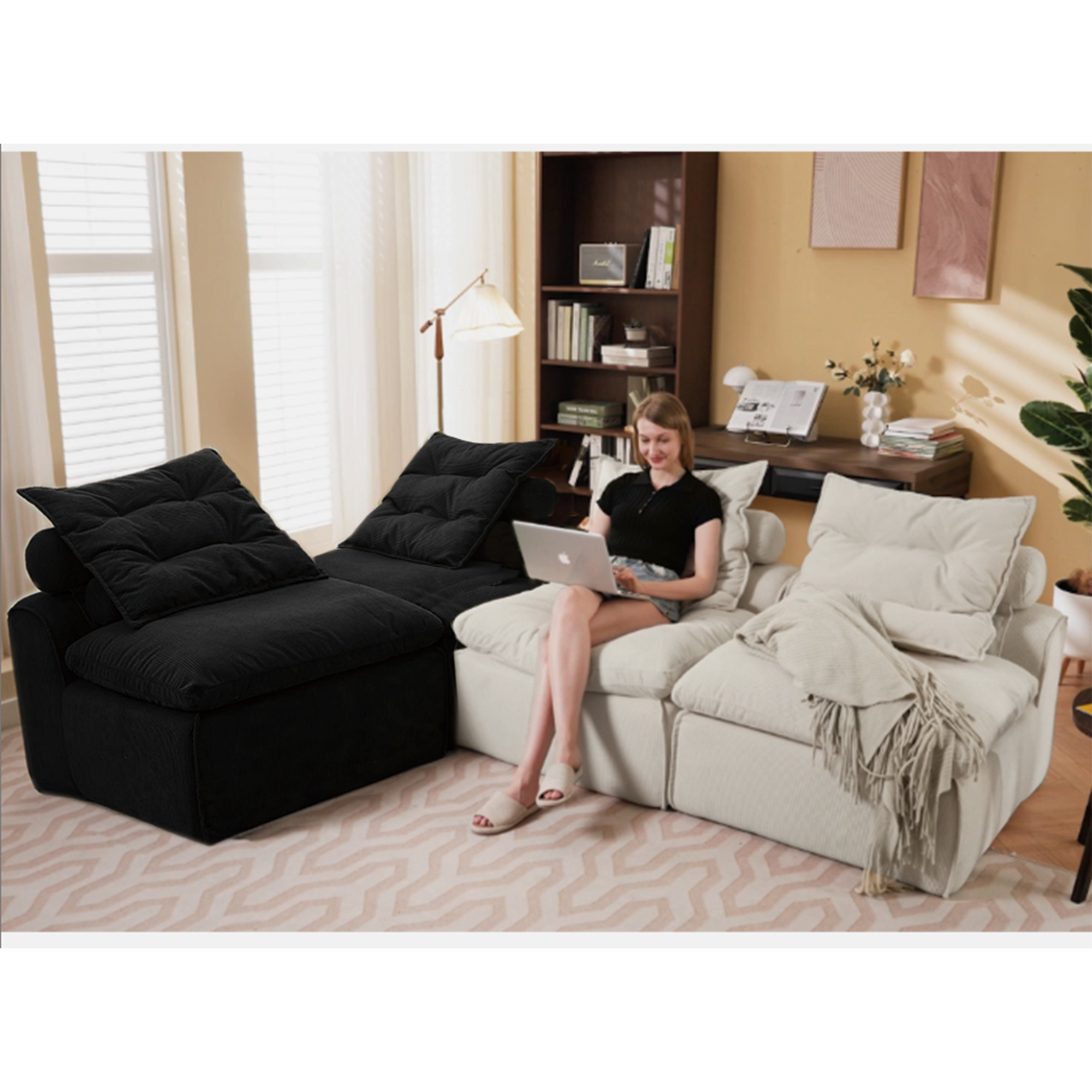 Modular Sofa: DIY Corduroy Lounge Chair, 4 Seats