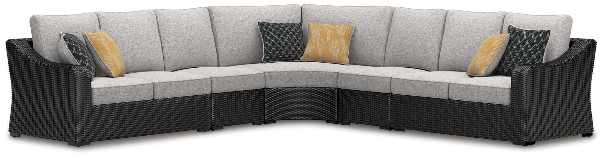 Beachcroft - 5-Piece Outdoor Sectional - Black / Light Gray