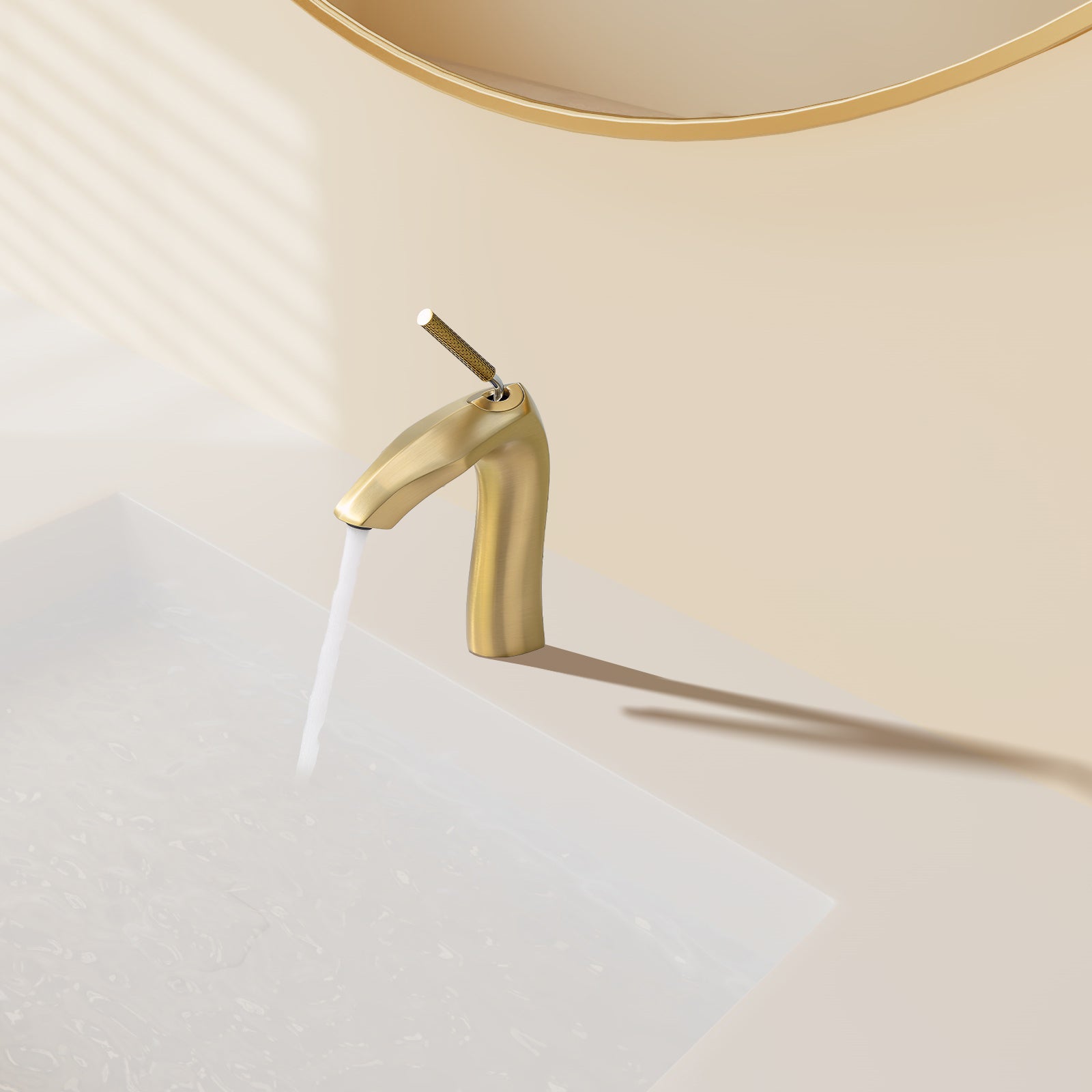 Brushed Gold Lavatory Faucet: Single Handle