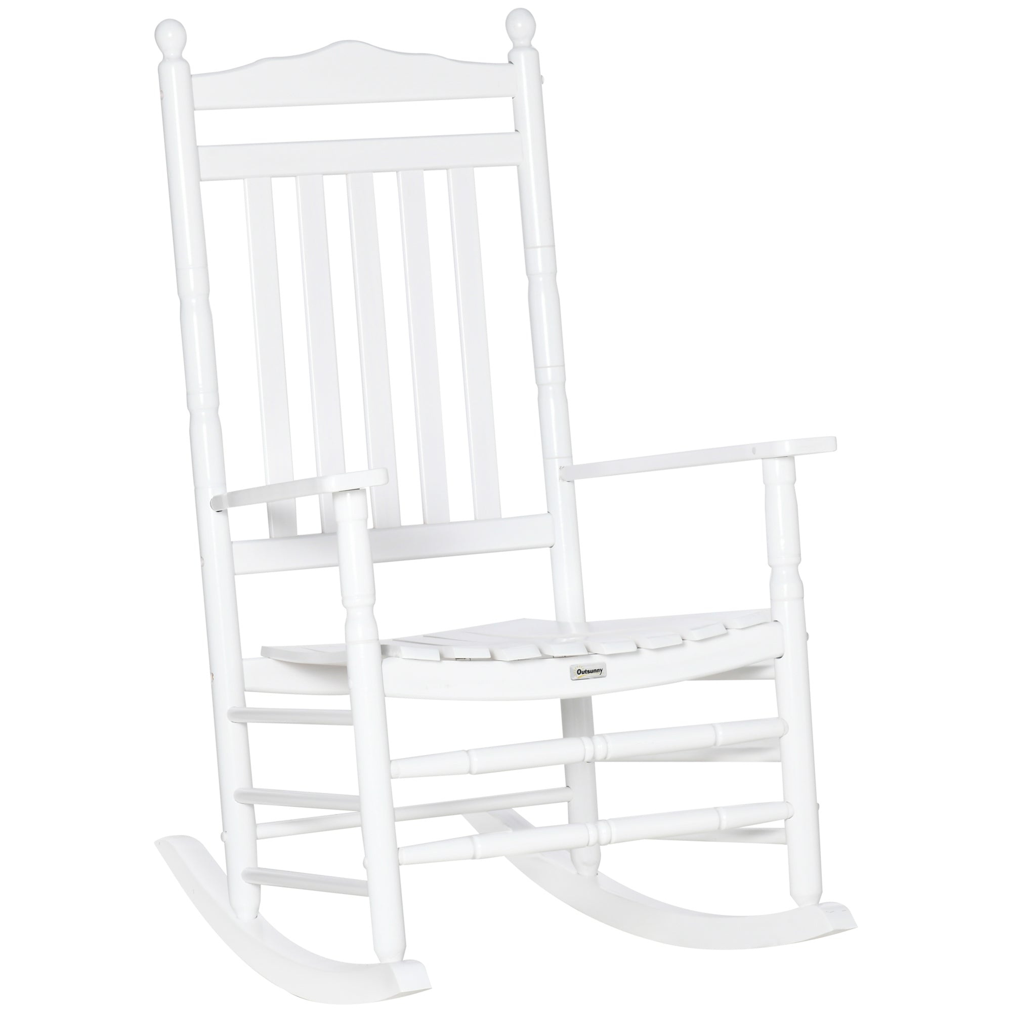 Outsunny White Wooden Rocking Chair for Porch, Patio & Indoor Use
