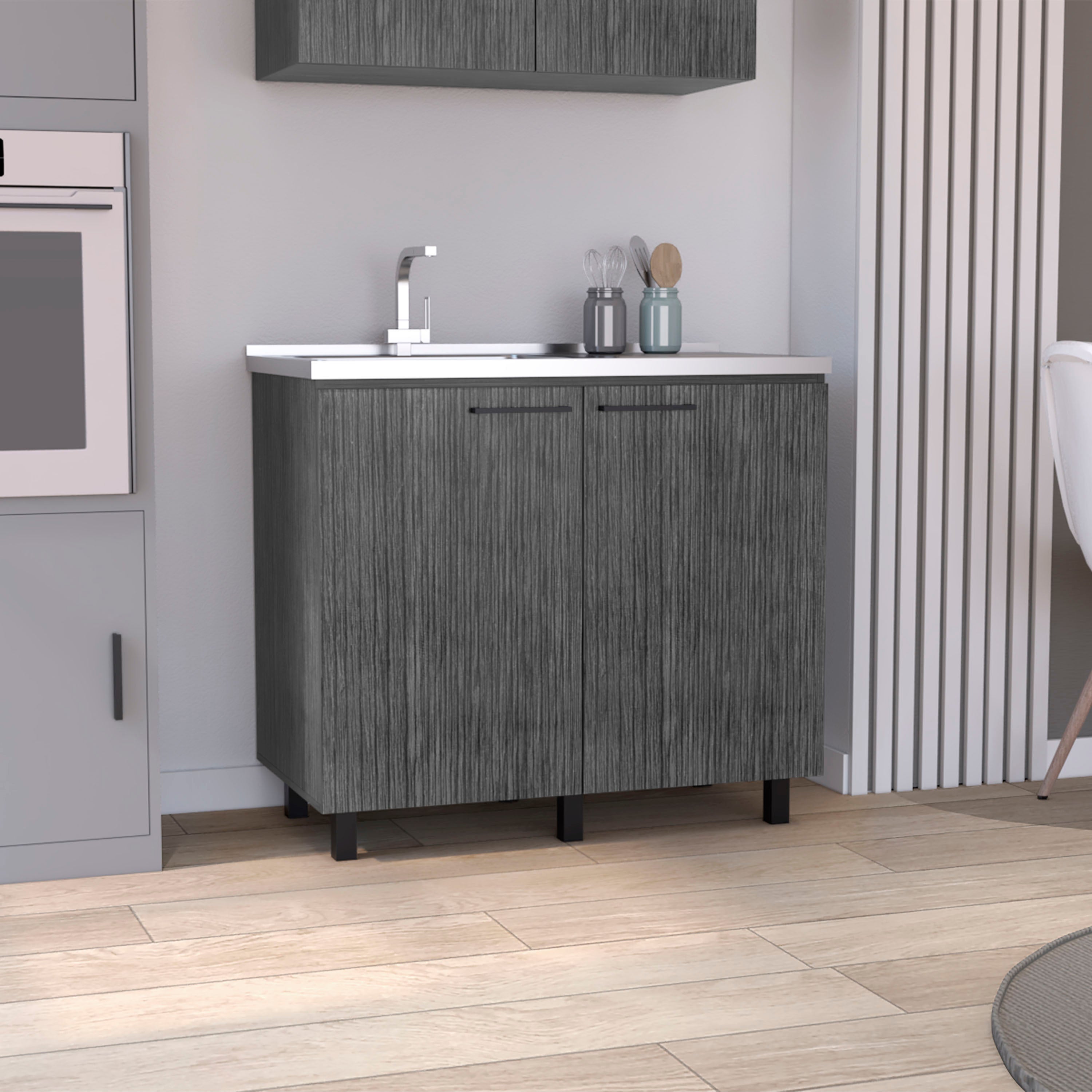 Napoles Utility Sink: Stainless Steel & Oak