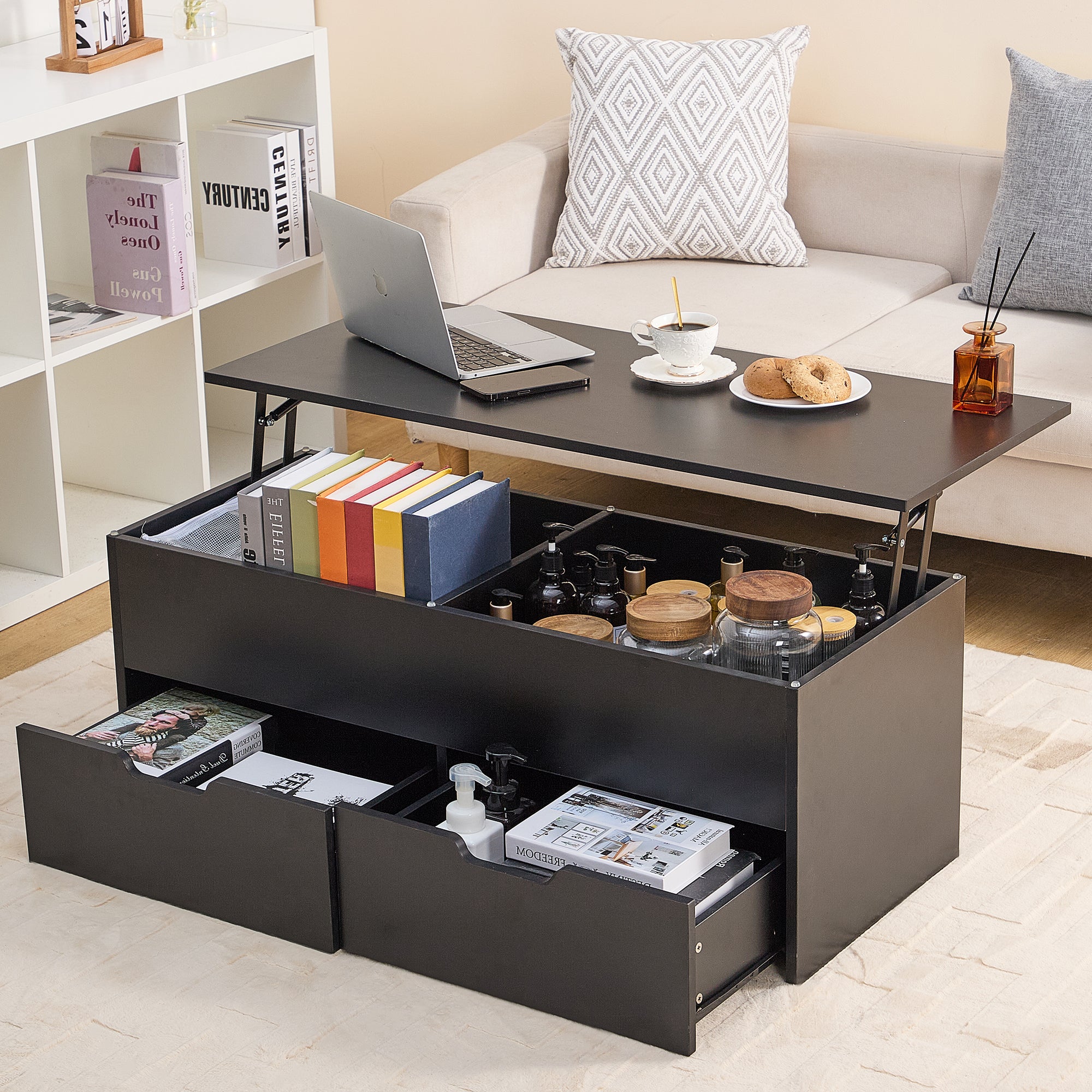 Lift-Top Coffee Table w/ Storage & Drawers